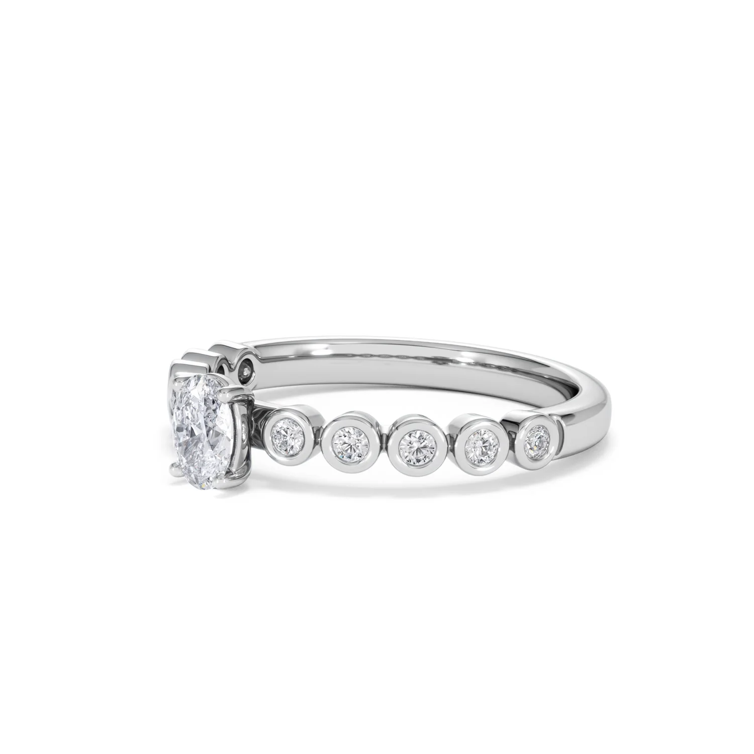 Entwine 0.30ct Oval Cut Lab Diamond Solitaire Engagement Ring with Side Stones in Sterling Silver - Image 77