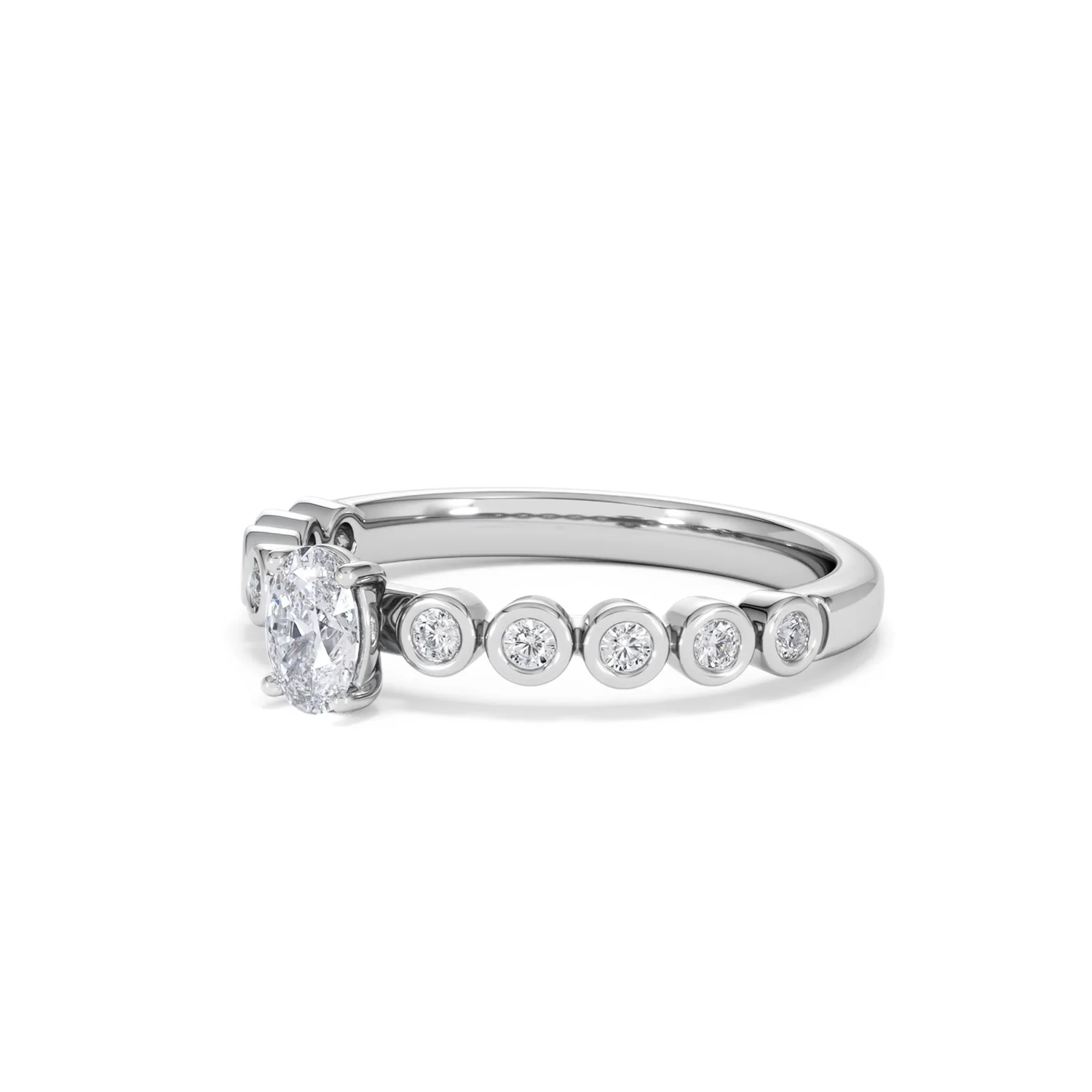 Entwine 0.30ct Oval Cut Lab Diamond Solitaire Engagement Ring with Side Stones in Sterling Silver - Image 78