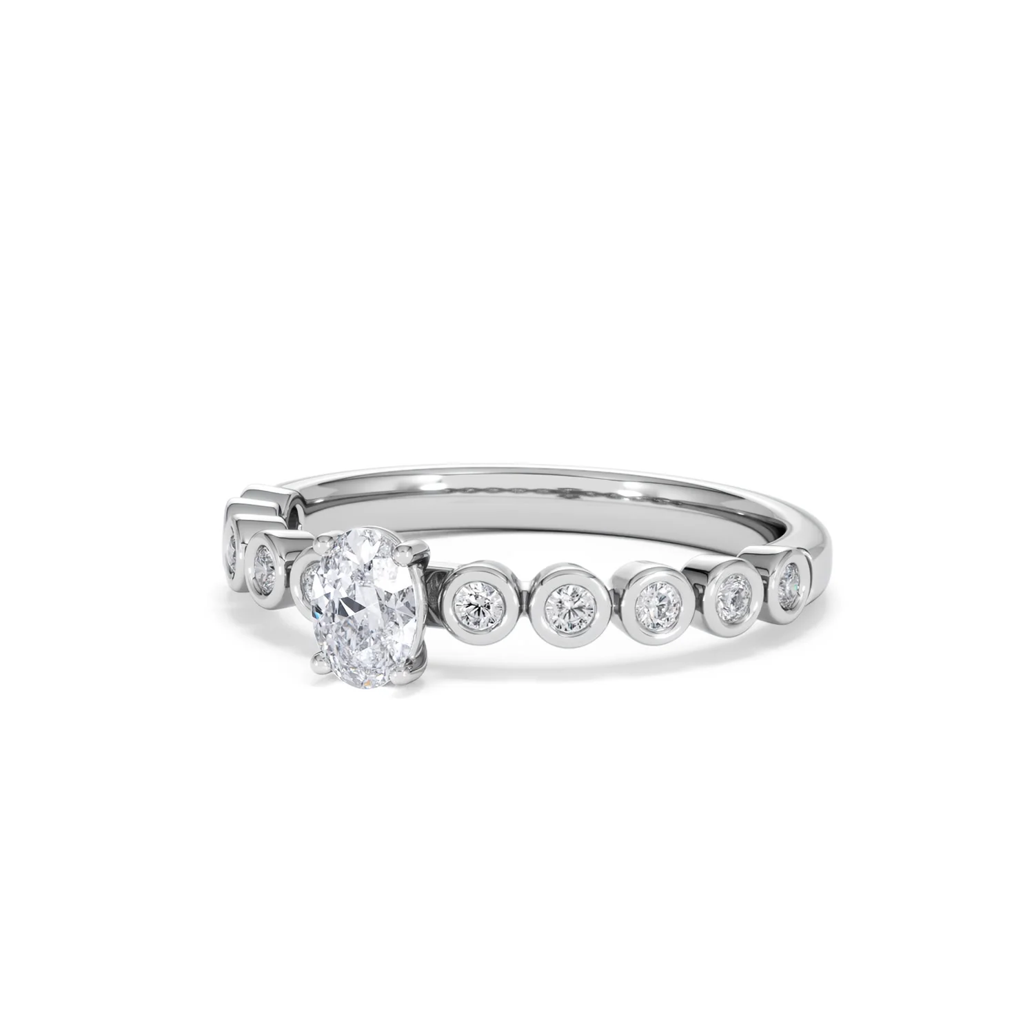 Entwine 0.30ct Oval Cut Lab Diamond Solitaire Engagement Ring with Side Stones in Sterling Silver - Image 81