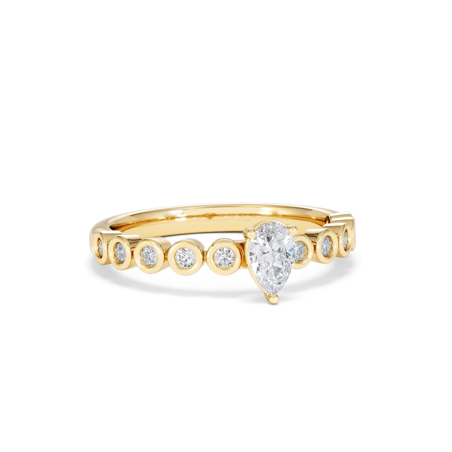 Entwine 0.30ct Pear Cut Lab Diamond Solitaire Engagement Ring with Side Stones in 18K Gold Vermeil - Image 11