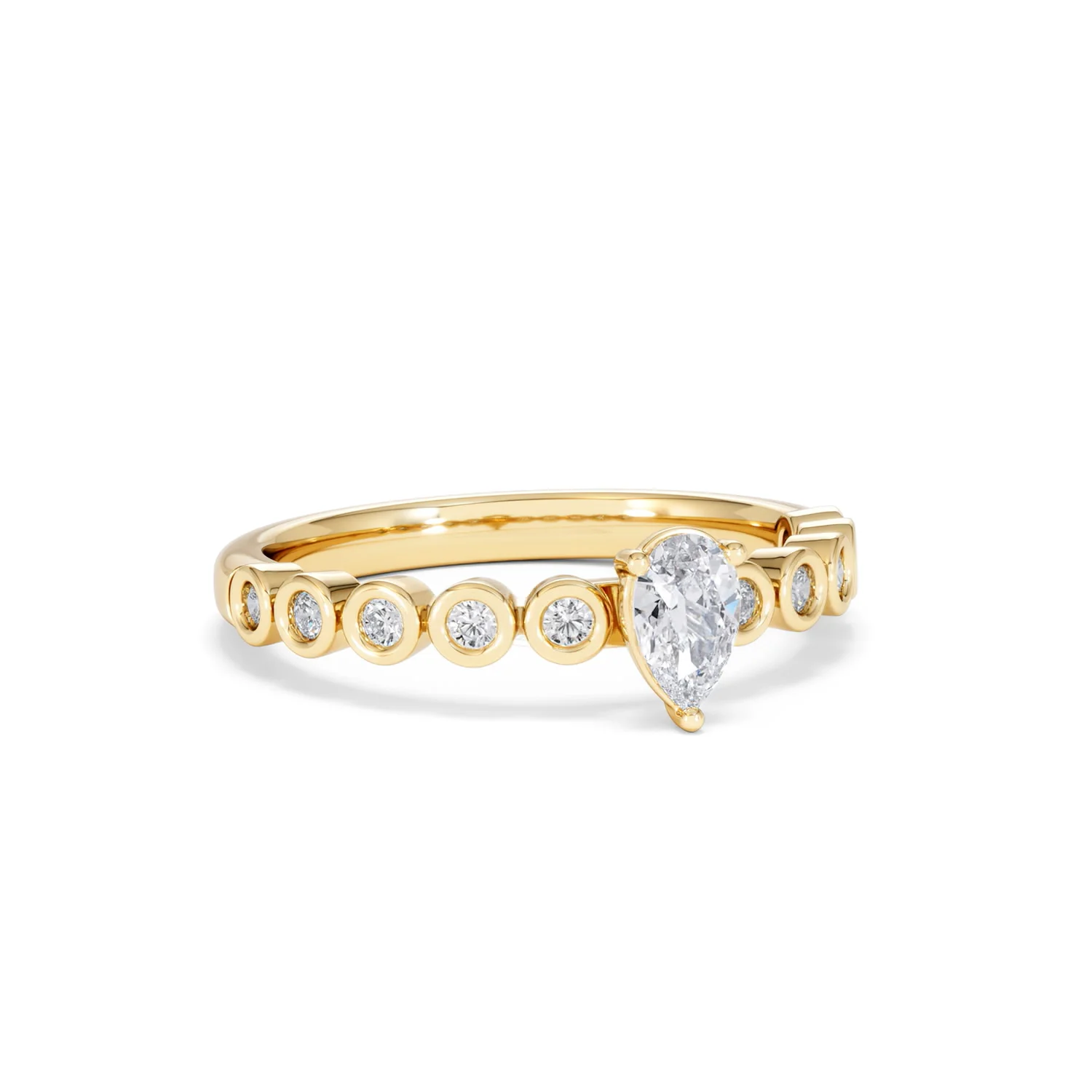 Entwine 0.30ct Pear Cut Lab Diamond Solitaire Engagement Ring with Side Stones in 18K Gold Vermeil - Image 12