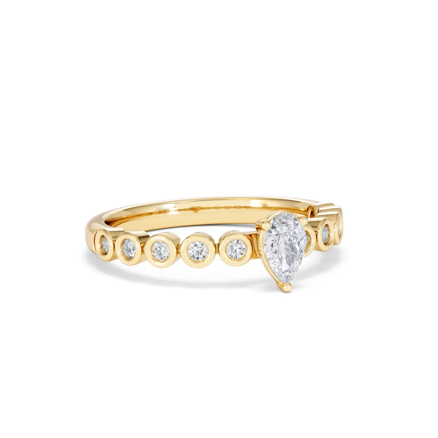 Entwine 0.30ct Pear Cut Lab Diamond Solitaire Engagement Ring with Side Stones in 18K Gold Vermeil - Image 13