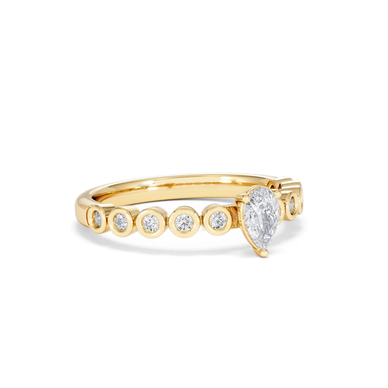 Entwine 0.30ct Pear Cut Lab Diamond Solitaire Engagement Ring with Side Stones in 18K Gold Vermeil - Image 14