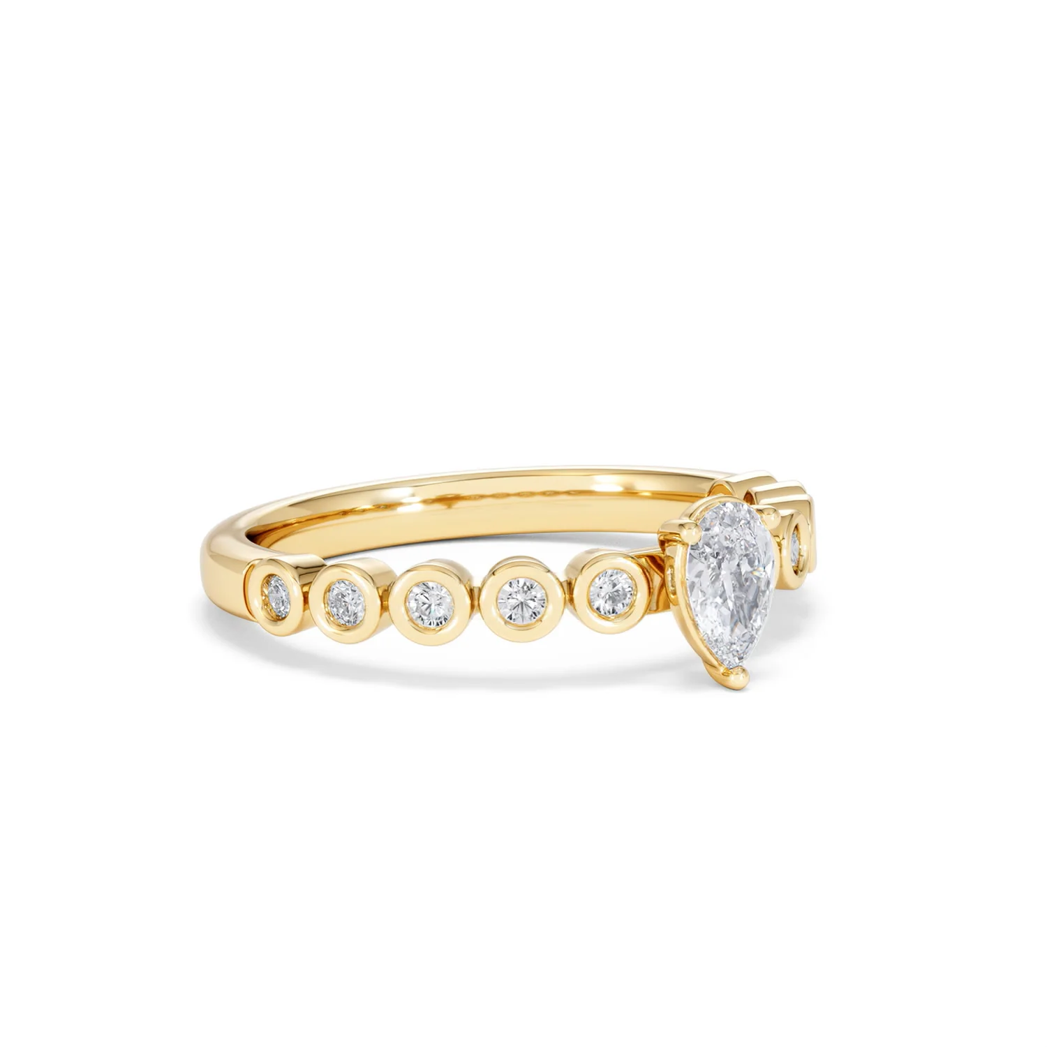 Entwine 0.30ct Pear Cut Lab Diamond Solitaire Engagement Ring with Side Stones in 18K Gold Vermeil - Image 15