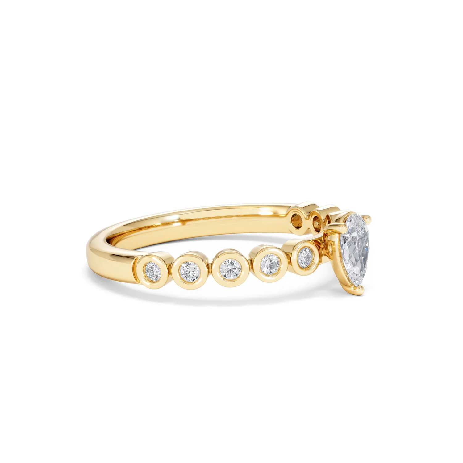Entwine 0.30ct Pear Cut Lab Diamond Solitaire Engagement Ring with Side Stones in 18K Gold Vermeil - Image 19