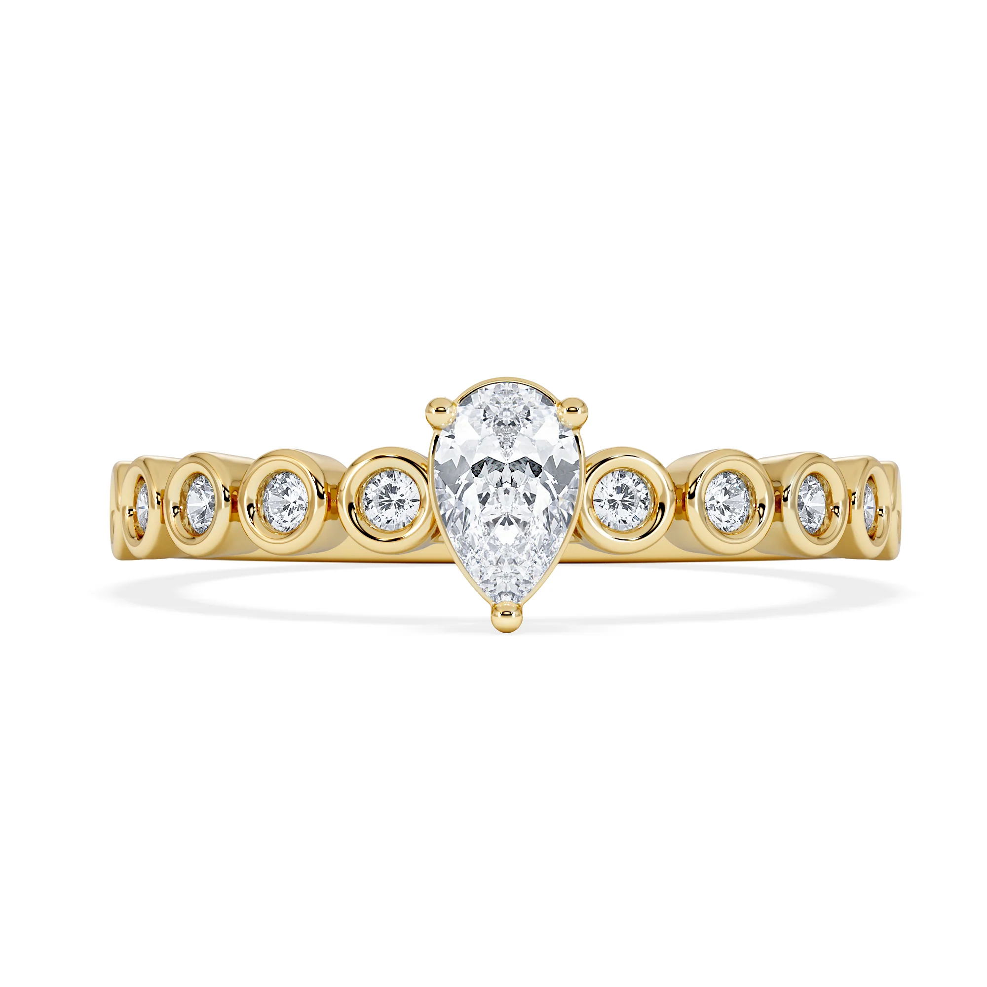 Entwine 0.30ct Pear Cut Lab Diamond Solitaire Engagement Ring with Side Stones in 18K Gold Vermeil - Image 6