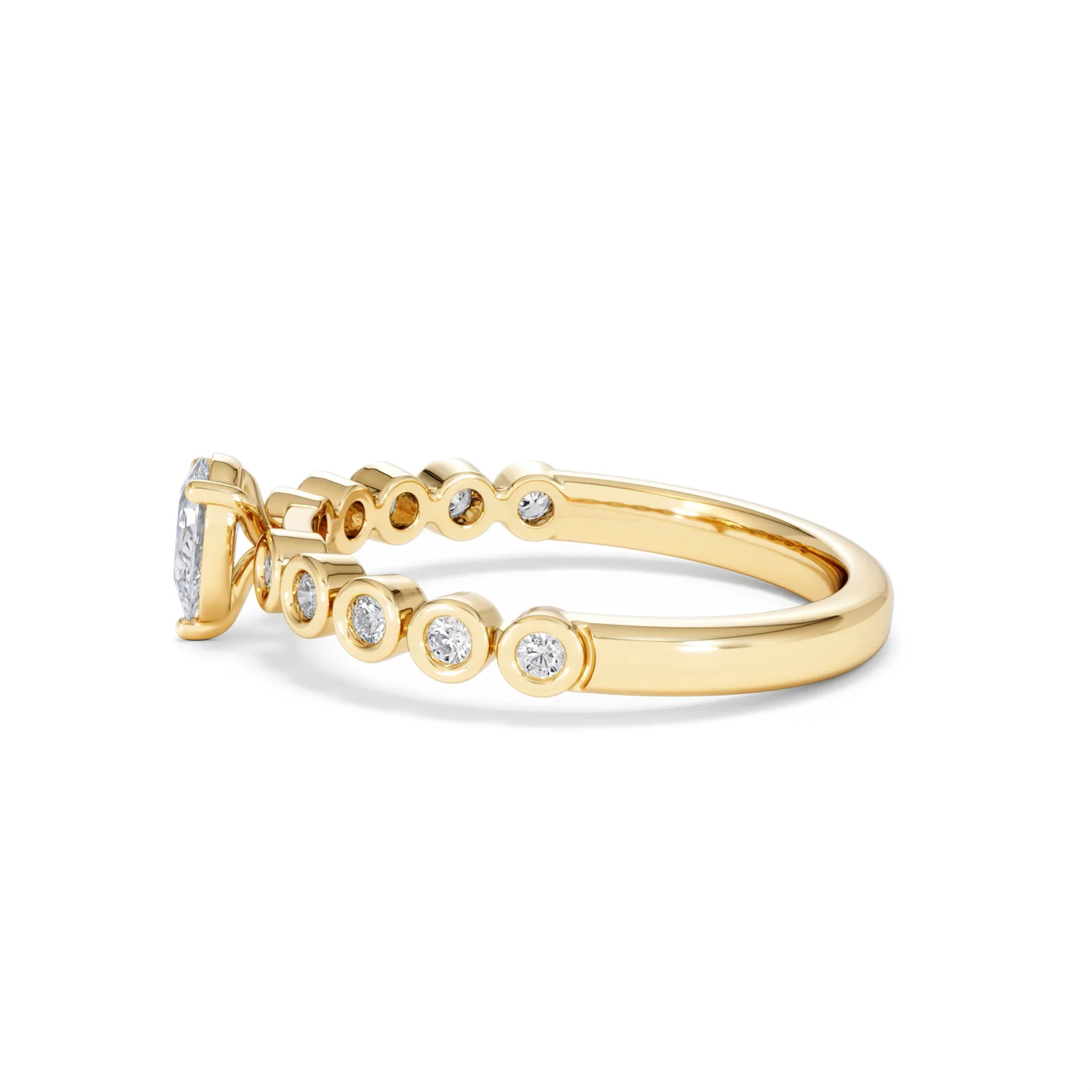 Entwine 0.30ct Pear Cut Lab Diamond Solitaire Engagement Ring with Side Stones in 18K Gold Vermeil - Image 67