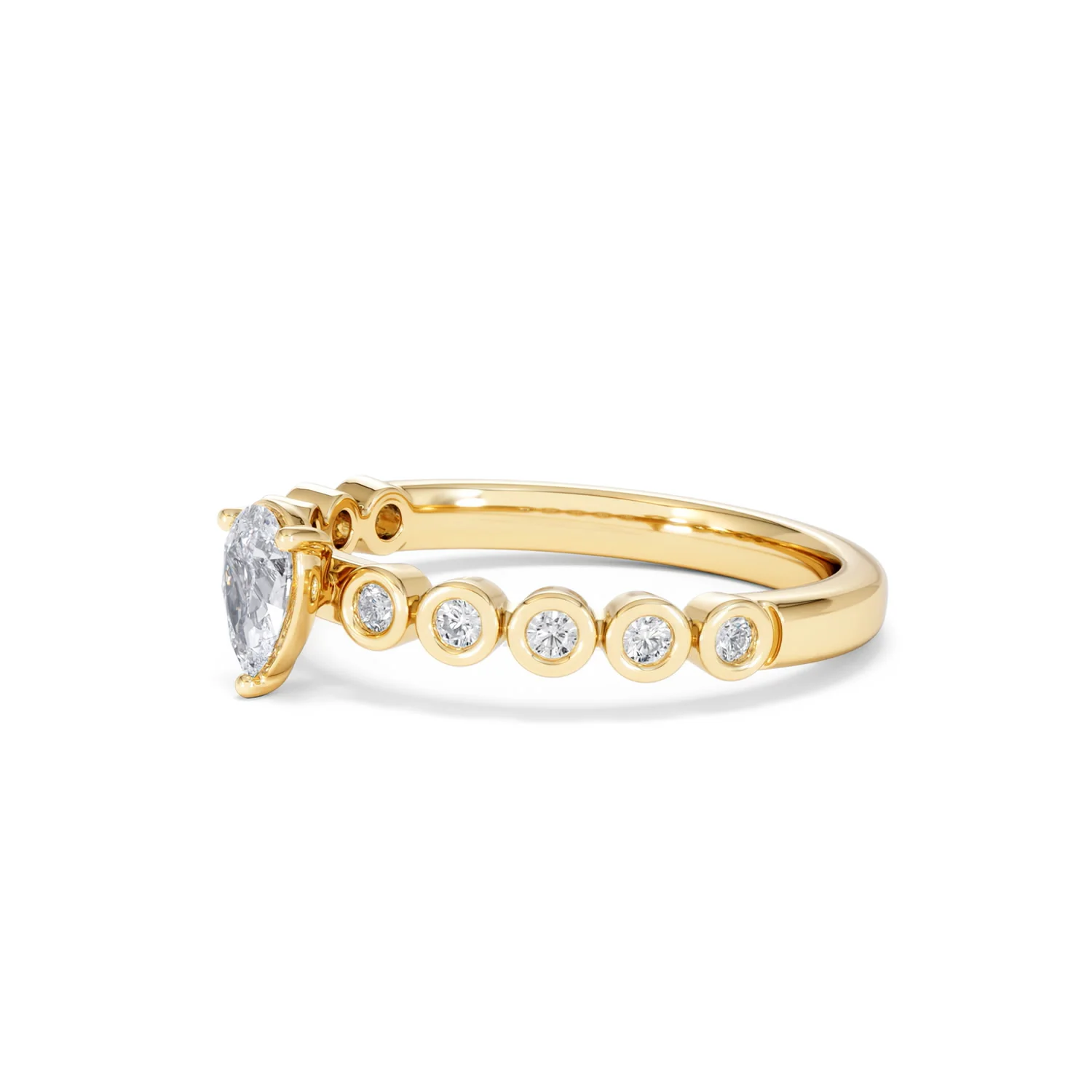 Entwine 0.30ct Pear Cut Lab Diamond Solitaire Engagement Ring with Side Stones in 18K Gold Vermeil - Image 75