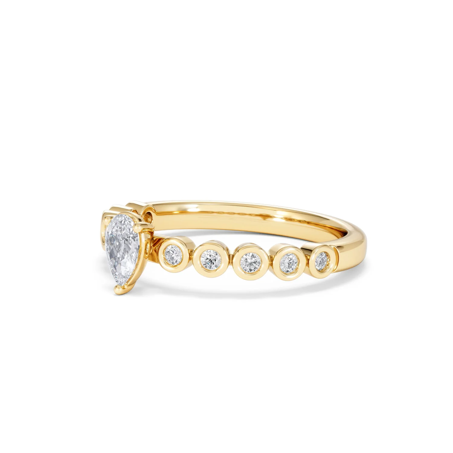Entwine 0.30ct Pear Cut Lab Diamond Solitaire Engagement Ring with Side Stones in 18K Gold Vermeil - Image 77