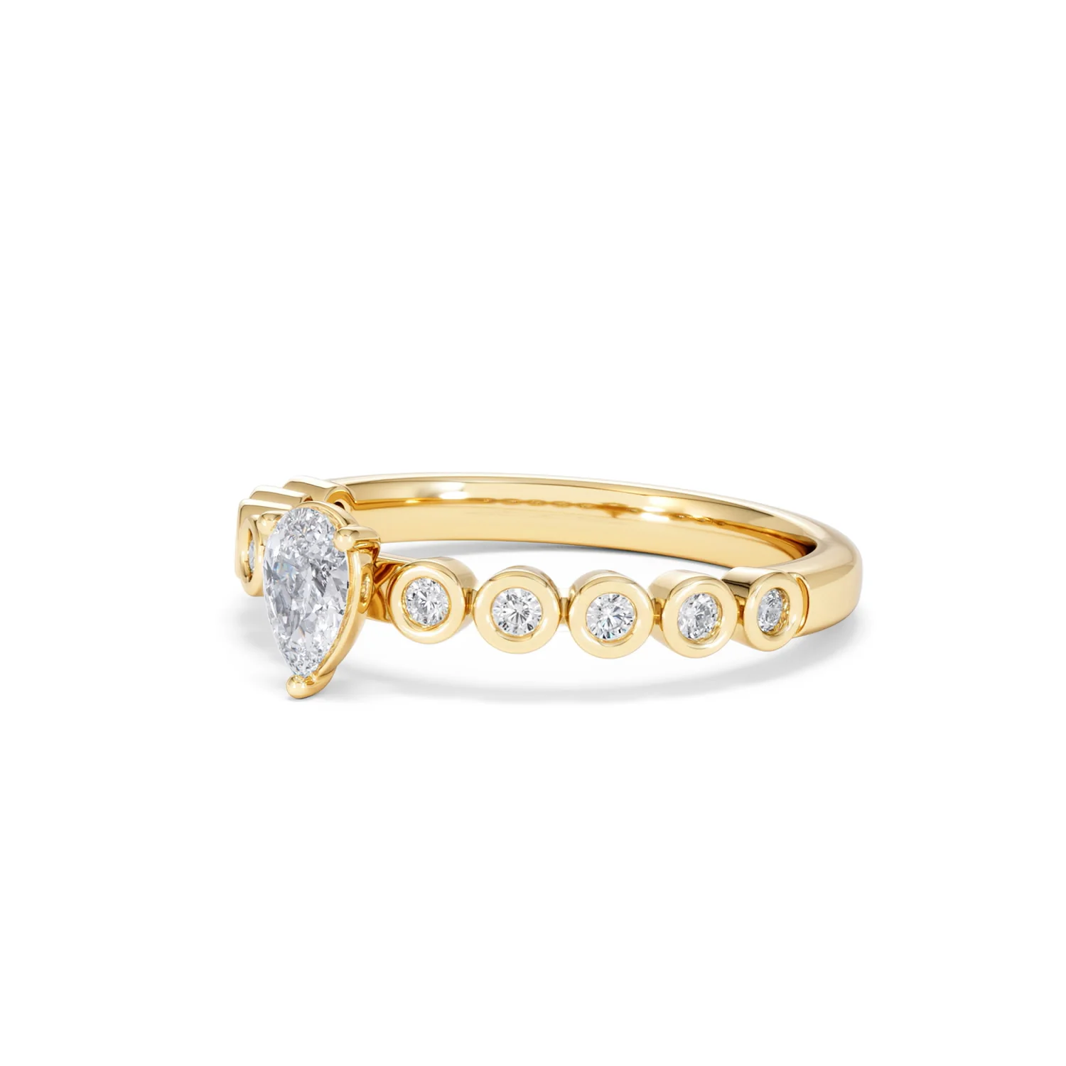 Entwine 0.30ct Pear Cut Lab Diamond Solitaire Engagement Ring with Side Stones in 18K Gold Vermeil - Image 78
