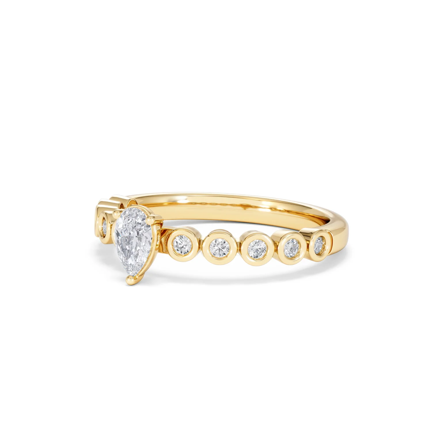 Entwine 0.30ct Pear Cut Lab Diamond Solitaire Engagement Ring with Side Stones in 18K Gold Vermeil - Image 79
