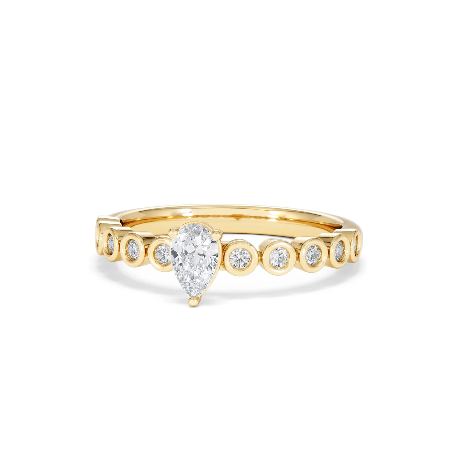 Entwine 0.30ct Pear Cut Lab Diamond Solitaire Engagement Ring with Side Stones in 18K Gold Vermeil - Image 84