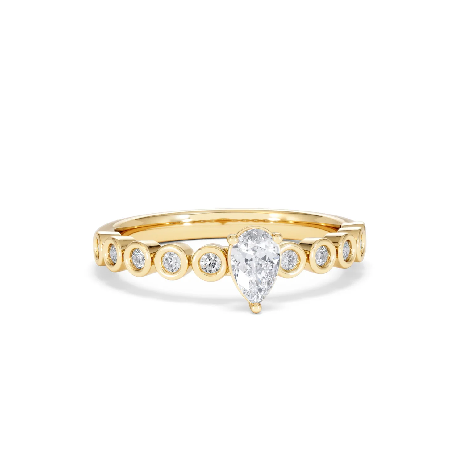 Entwine 0.30ct Pear Cut Lab Diamond Solitaire Engagement Ring with Side Stones in 18K Gold Vermeil - Image 9