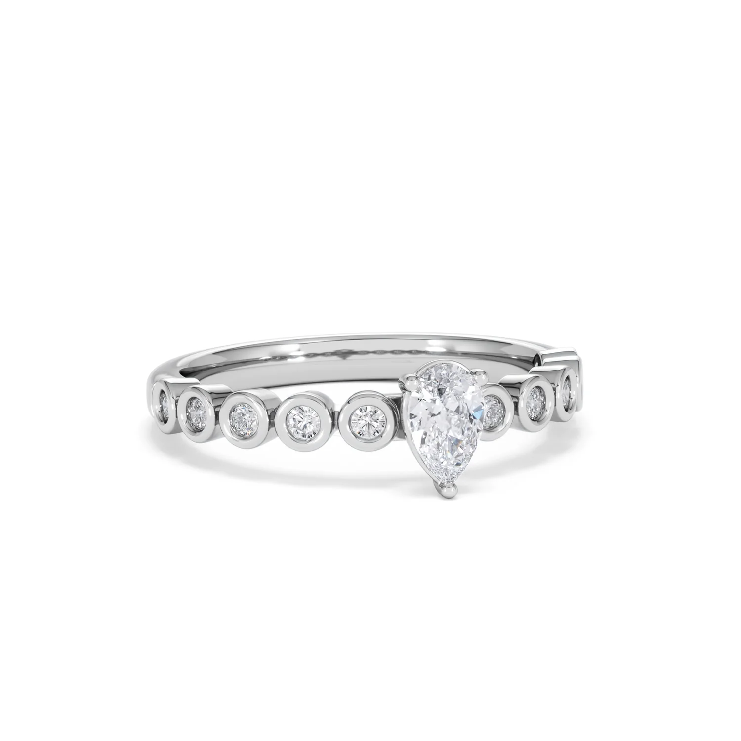 Entwine 0.30ct Pear Cut Lab Diamond Solitaire Engagement Ring with Side Stones in Sterling Silver - Image 11