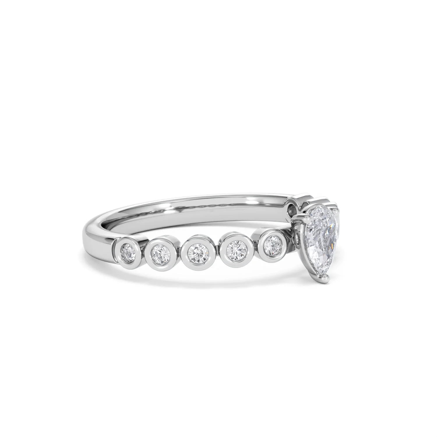 Entwine 0.30ct Pear Cut Lab Diamond Solitaire Engagement Ring with Side Stones in Sterling Silver - Image 17