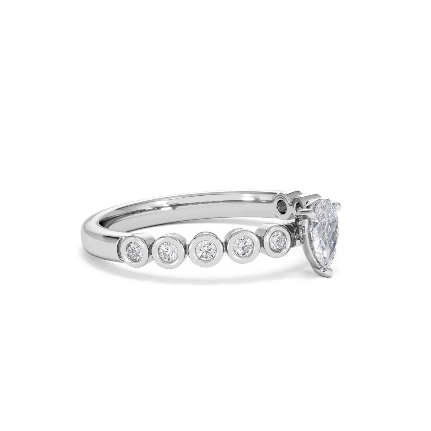 Entwine 0.30ct Pear Cut Lab Diamond Solitaire Engagement Ring with Side Stones in Sterling Silver - Image 18