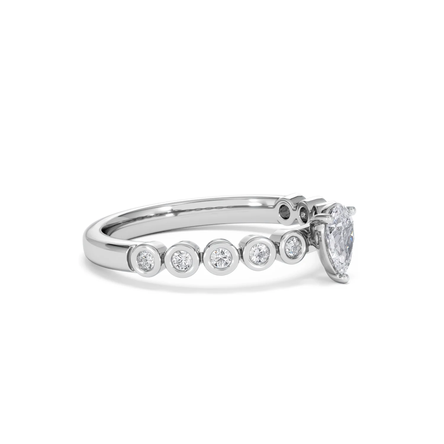 Entwine 0.30ct Pear Cut Lab Diamond Solitaire Engagement Ring with Side Stones in Sterling Silver - Image 19