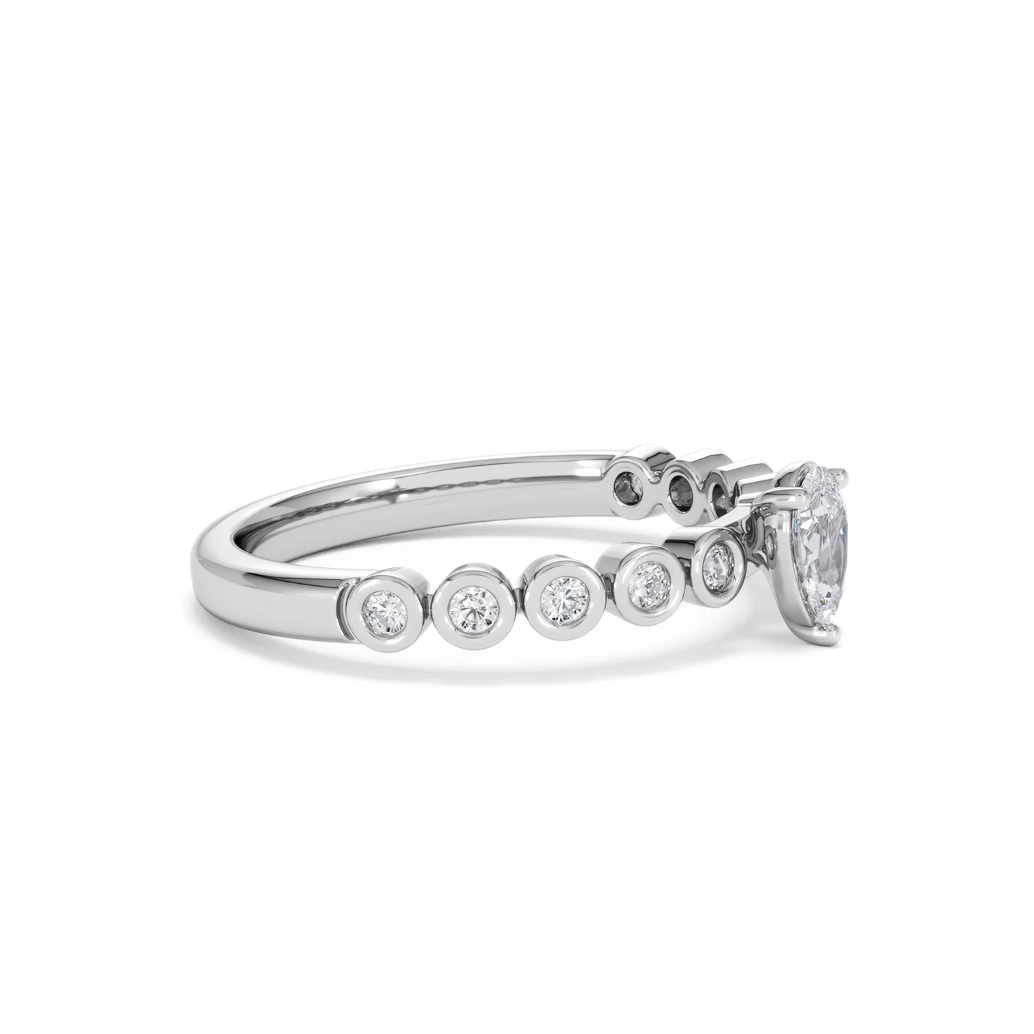 Entwine 0.30ct Pear Cut Lab Diamond Solitaire Engagement Ring with Side Stones in Sterling Silver - Image 21