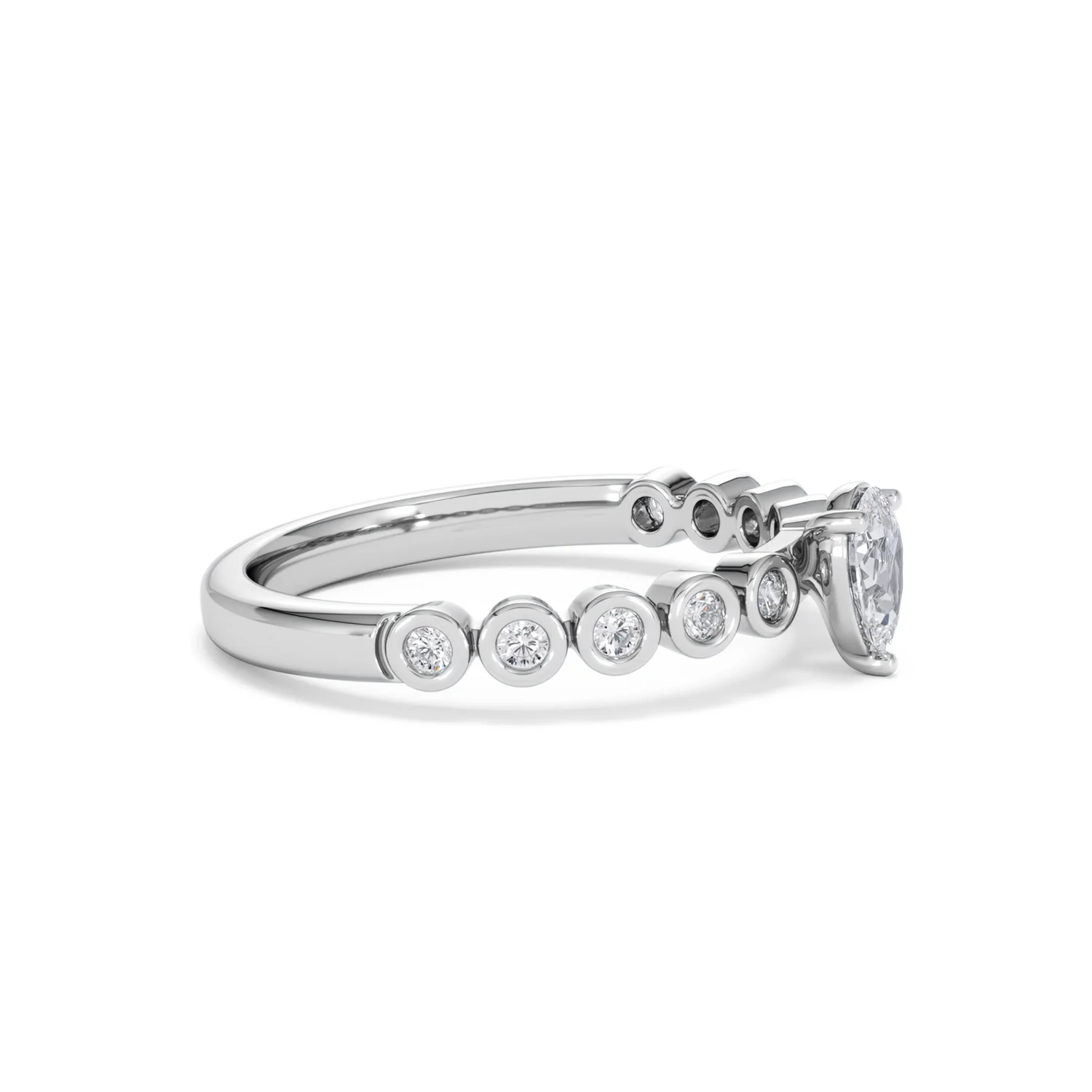 Entwine 0.30ct Pear Cut Lab Diamond Solitaire Engagement Ring with Side Stones in Sterling Silver - Image 22
