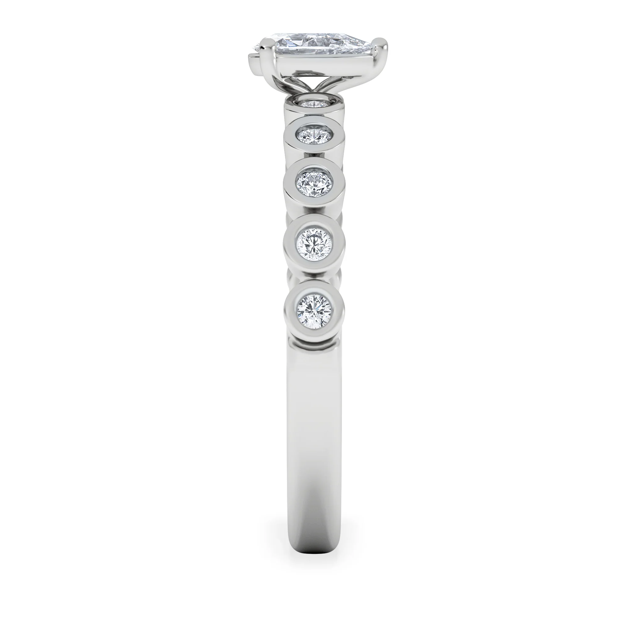 Entwine 0.30ct Pear Cut Lab Diamond Solitaire Engagement Ring with Side Stones in Sterling Silver - Image 5