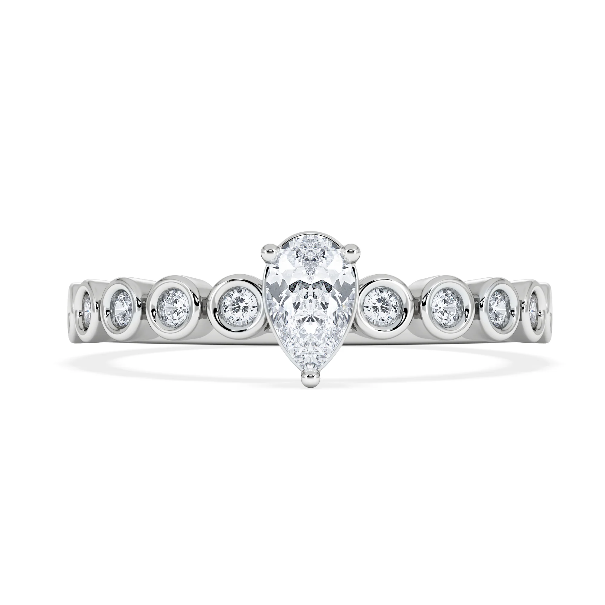 Entwine 0.30ct Pear Cut Lab Diamond Solitaire Engagement Ring with Side Stones in Sterling Silver - Image 6