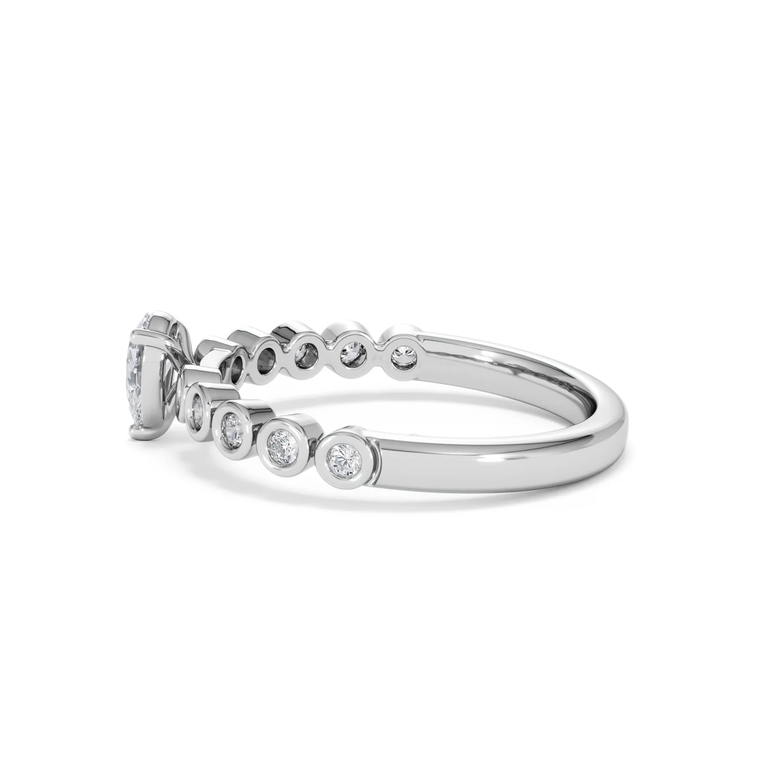 Entwine 0.30ct Pear Cut Lab Diamond Solitaire Engagement Ring with Side Stones in Sterling Silver - Image 65