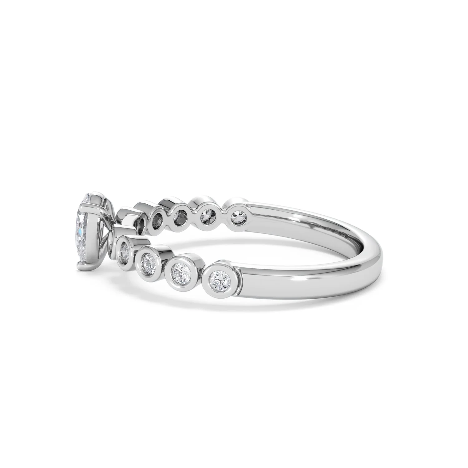 Entwine 0.30ct Pear Cut Lab Diamond Solitaire Engagement Ring with Side Stones in Sterling Silver - Image 66