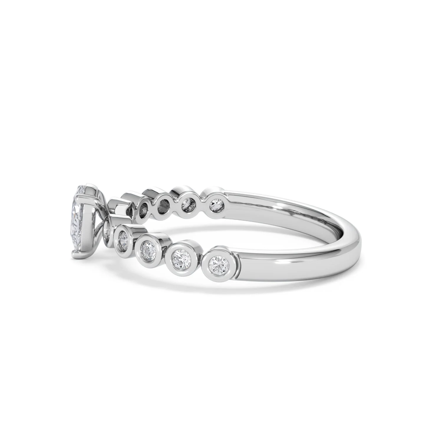 Entwine 0.30ct Pear Cut Lab Diamond Solitaire Engagement Ring with Side Stones in Sterling Silver - Image 67