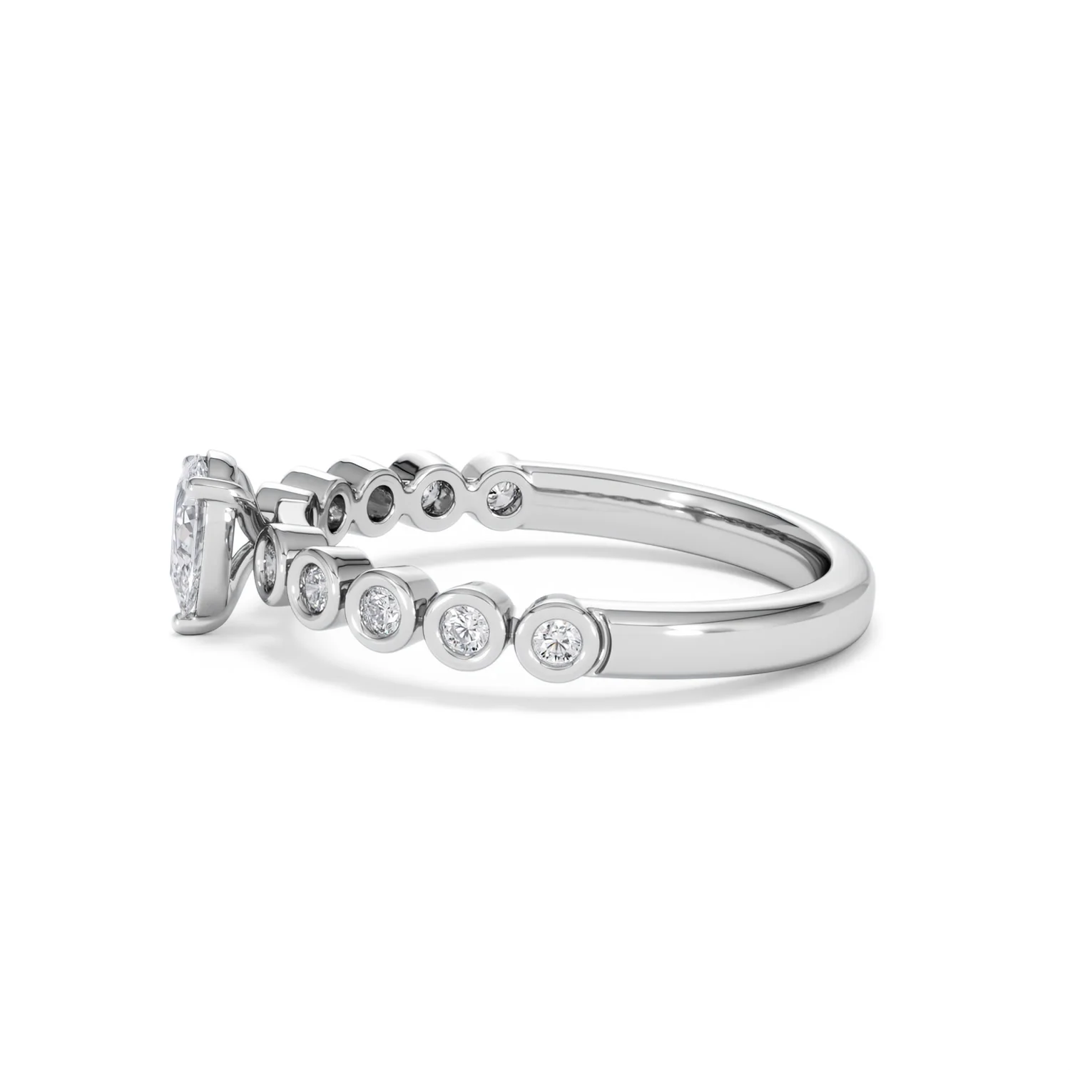 Entwine 0.30ct Pear Cut Lab Diamond Solitaire Engagement Ring with Side Stones in Sterling Silver - Image 68