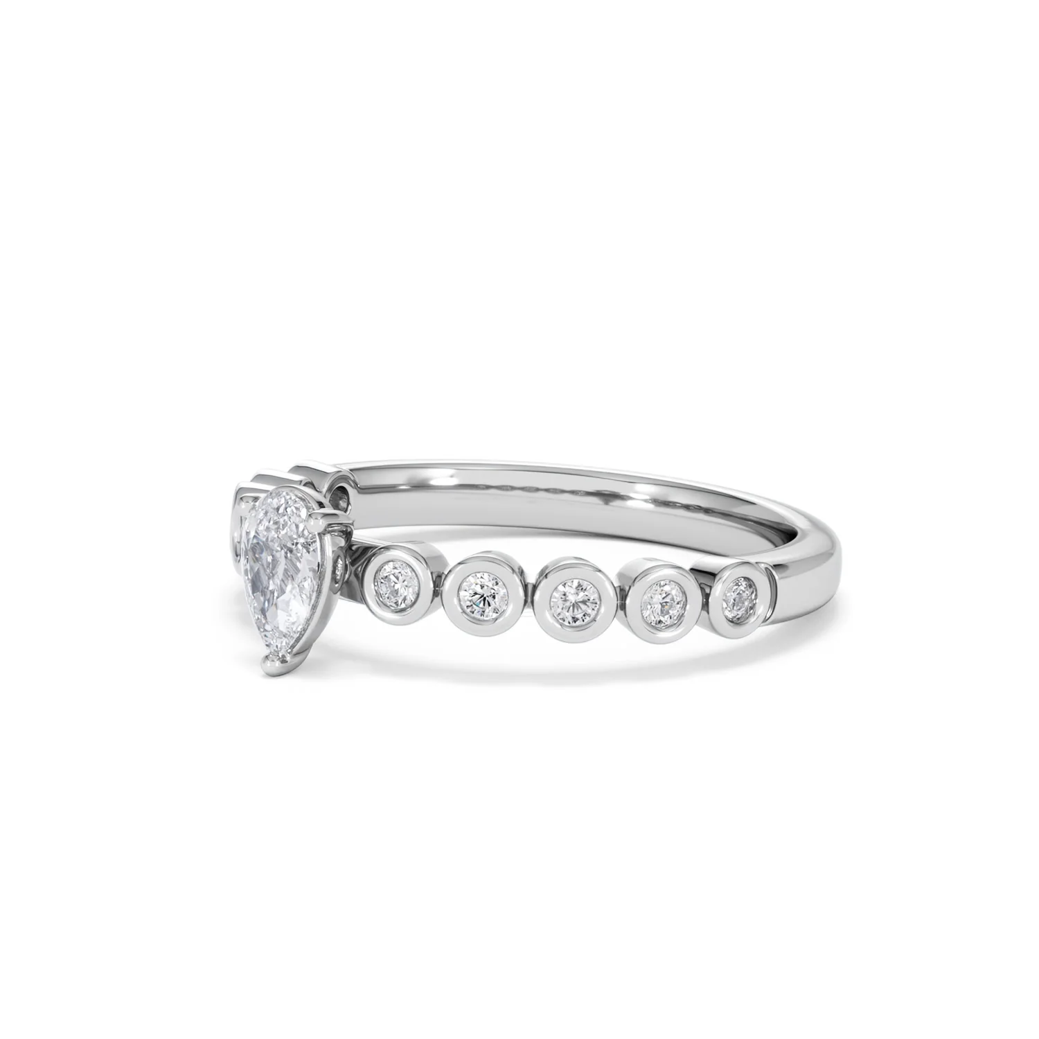 Entwine 0.30ct Pear Cut Lab Diamond Solitaire Engagement Ring with Side Stones in Sterling Silver - Image 77