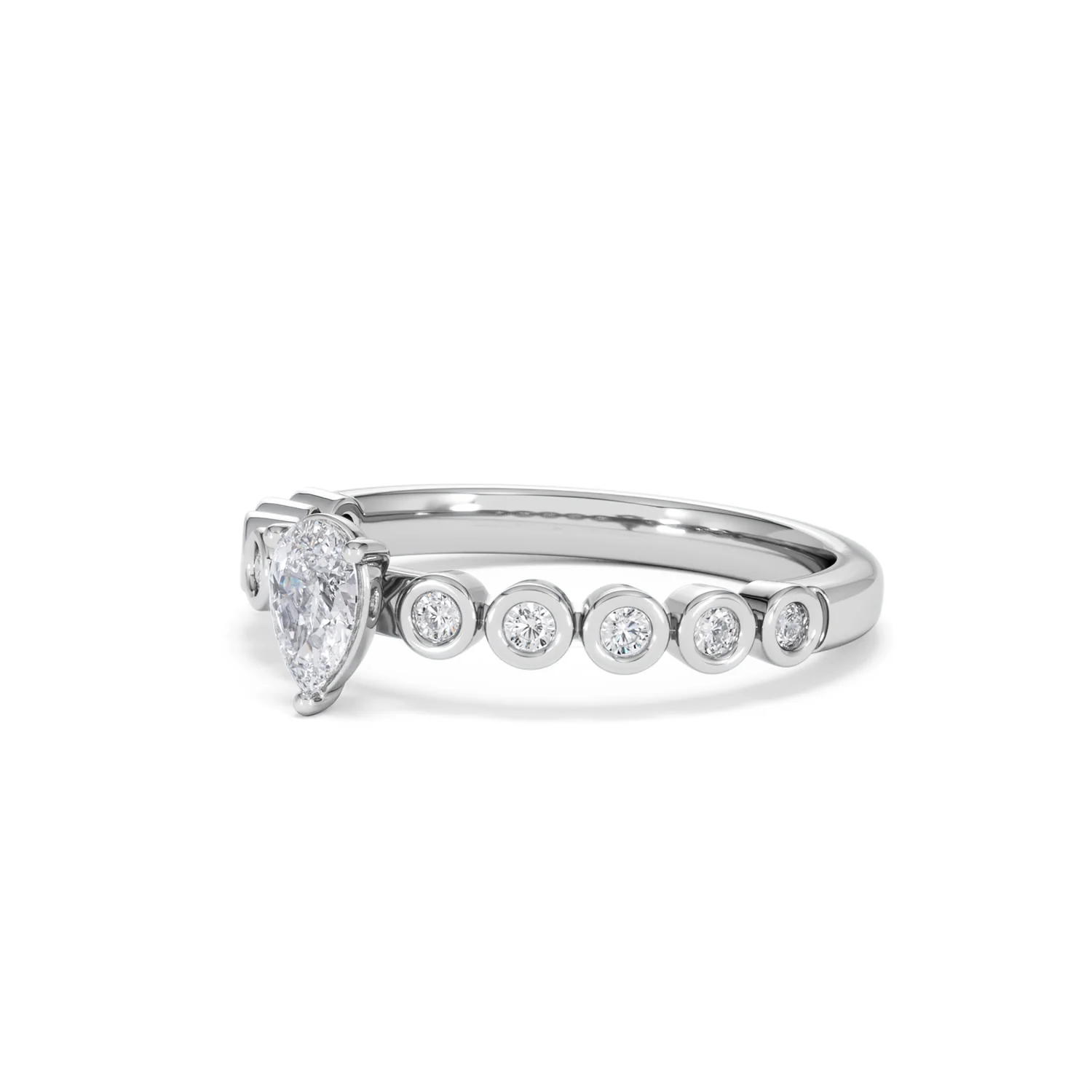 Entwine 0.30ct Pear Cut Lab Diamond Solitaire Engagement Ring with Side Stones in Sterling Silver - Image 78