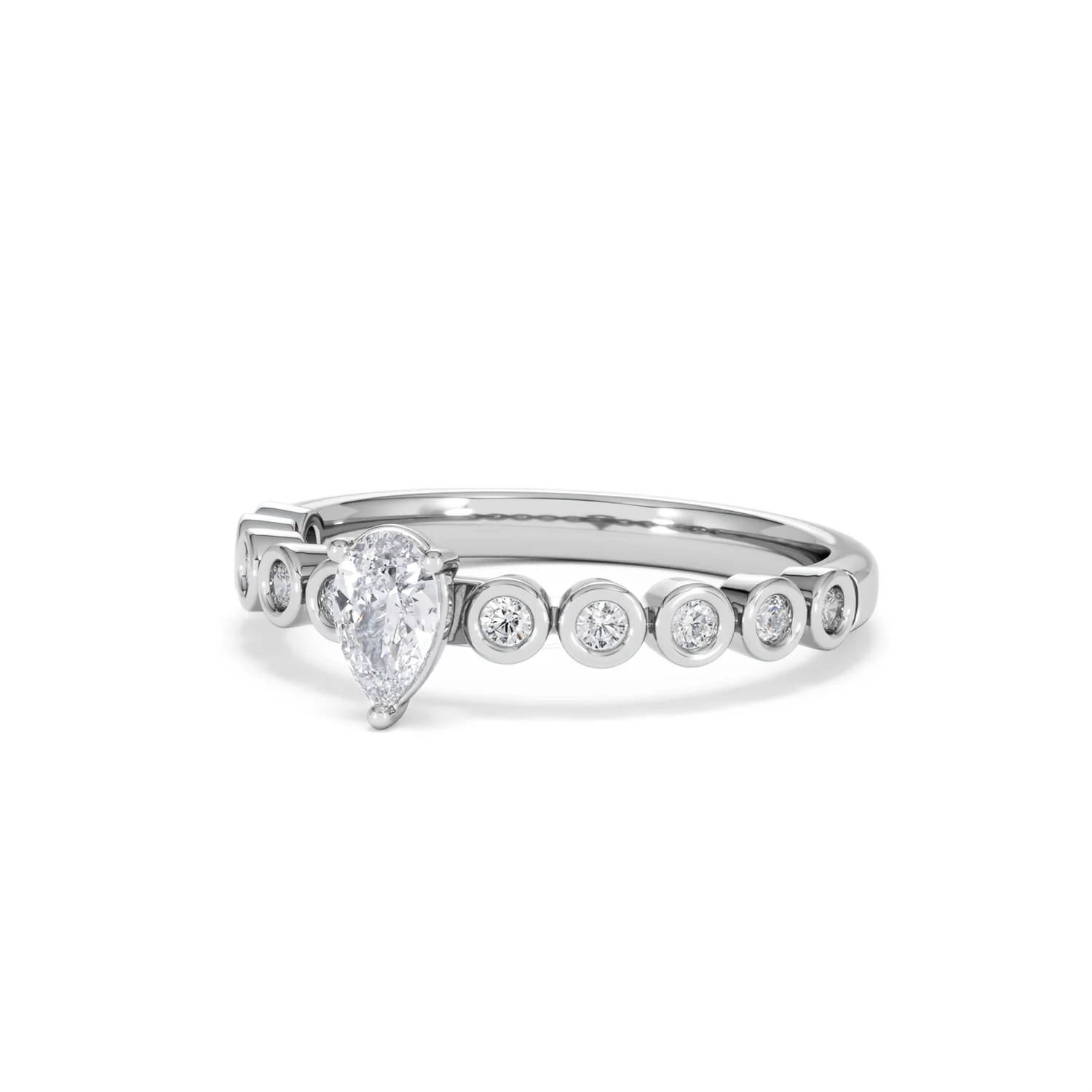 Entwine 0.30ct Pear Cut Lab Diamond Solitaire Engagement Ring with Side Stones in Sterling Silver - Image 81