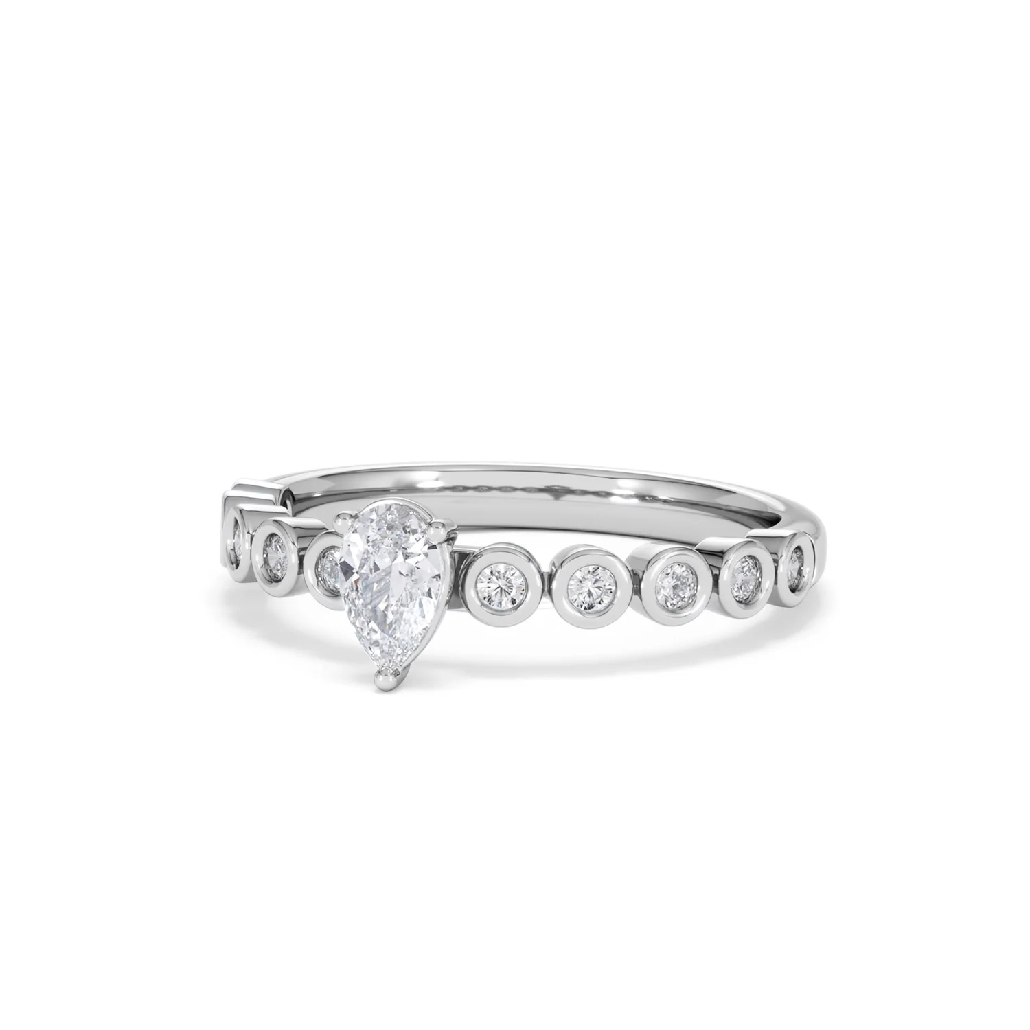 Entwine 0.30ct Pear Cut Lab Diamond Solitaire Engagement Ring with Side Stones in Sterling Silver - Image 82