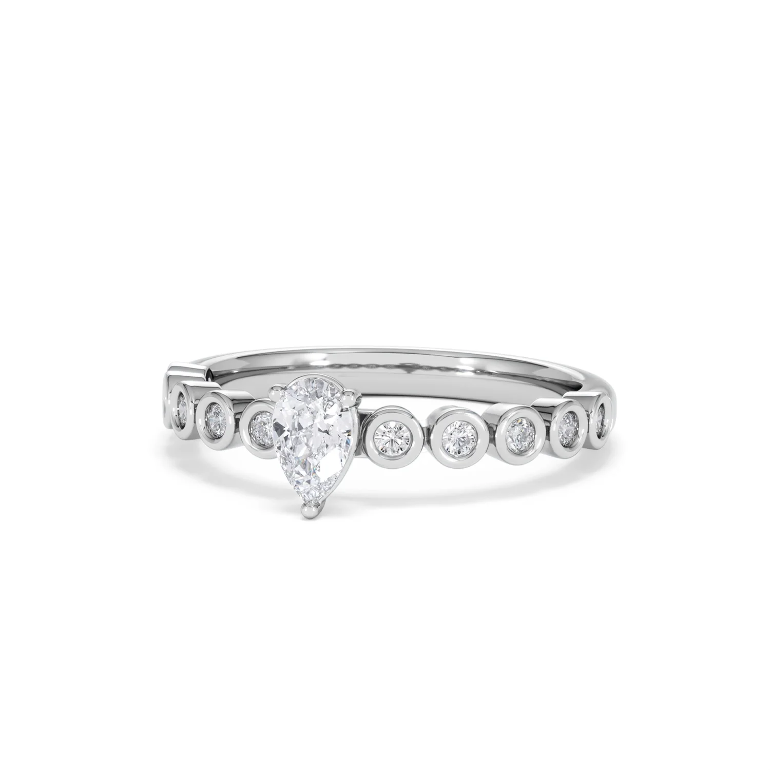 Entwine 0.30ct Pear Cut Lab Diamond Solitaire Engagement Ring with Side Stones in Sterling Silver - Image 83