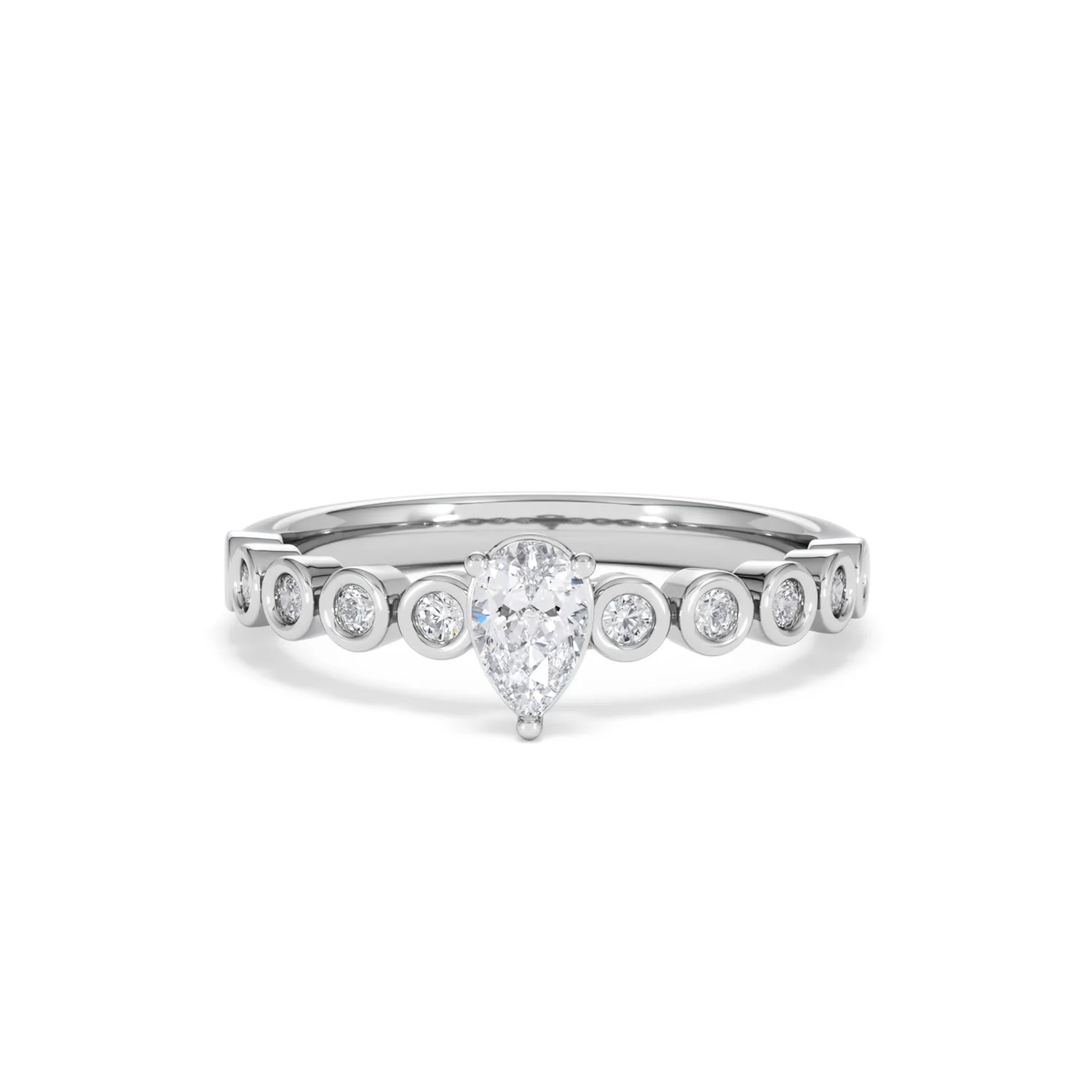 Entwine 0.30ct Pear Cut Lab Diamond Solitaire Engagement Ring with Side Stones in Sterling Silver - Image 86