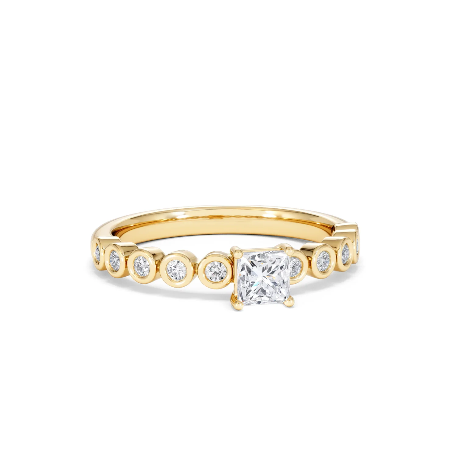 Entwine 0.30ct Princess Cut Lab Diamond Solitaire Engagement Ring with Side Stones in 18K Gold Vermeil - Image 10