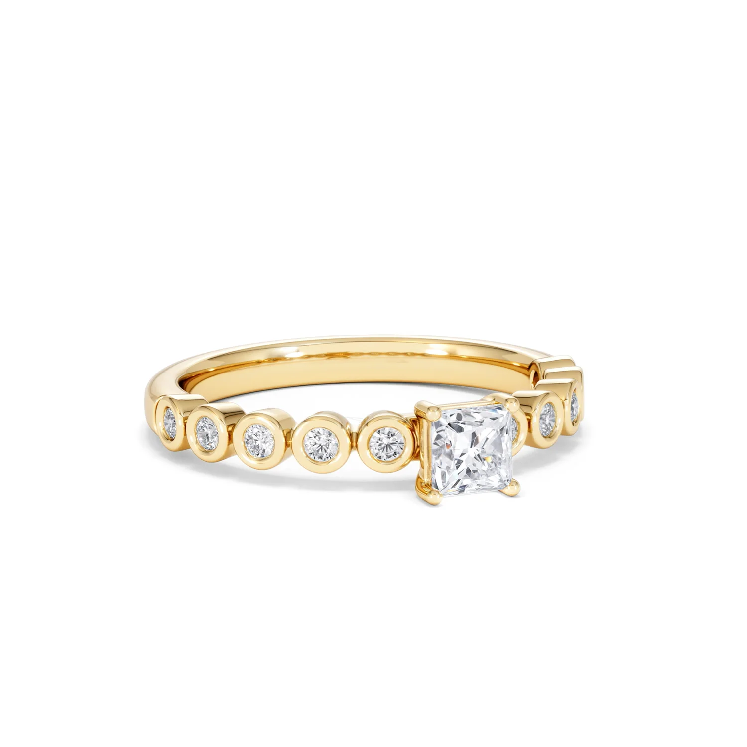Entwine 0.30ct Princess Cut Lab Diamond Solitaire Engagement Ring with Side Stones in 18K Gold Vermeil - Image 12