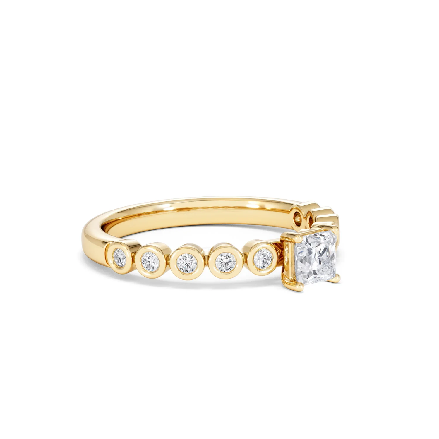 Entwine 0.30ct Princess Cut Lab Diamond Solitaire Engagement Ring with Side Stones in 18K Gold Vermeil - Image 16