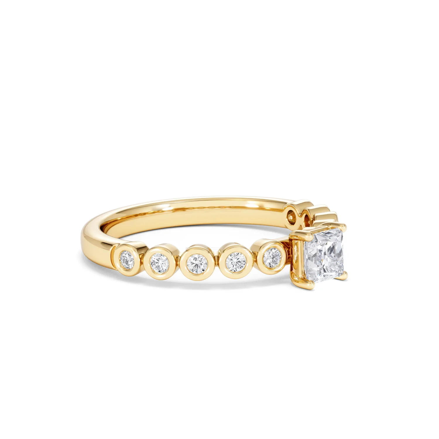 Entwine 0.30ct Princess Cut Lab Diamond Solitaire Engagement Ring with Side Stones in 18K Gold Vermeil - Image 17