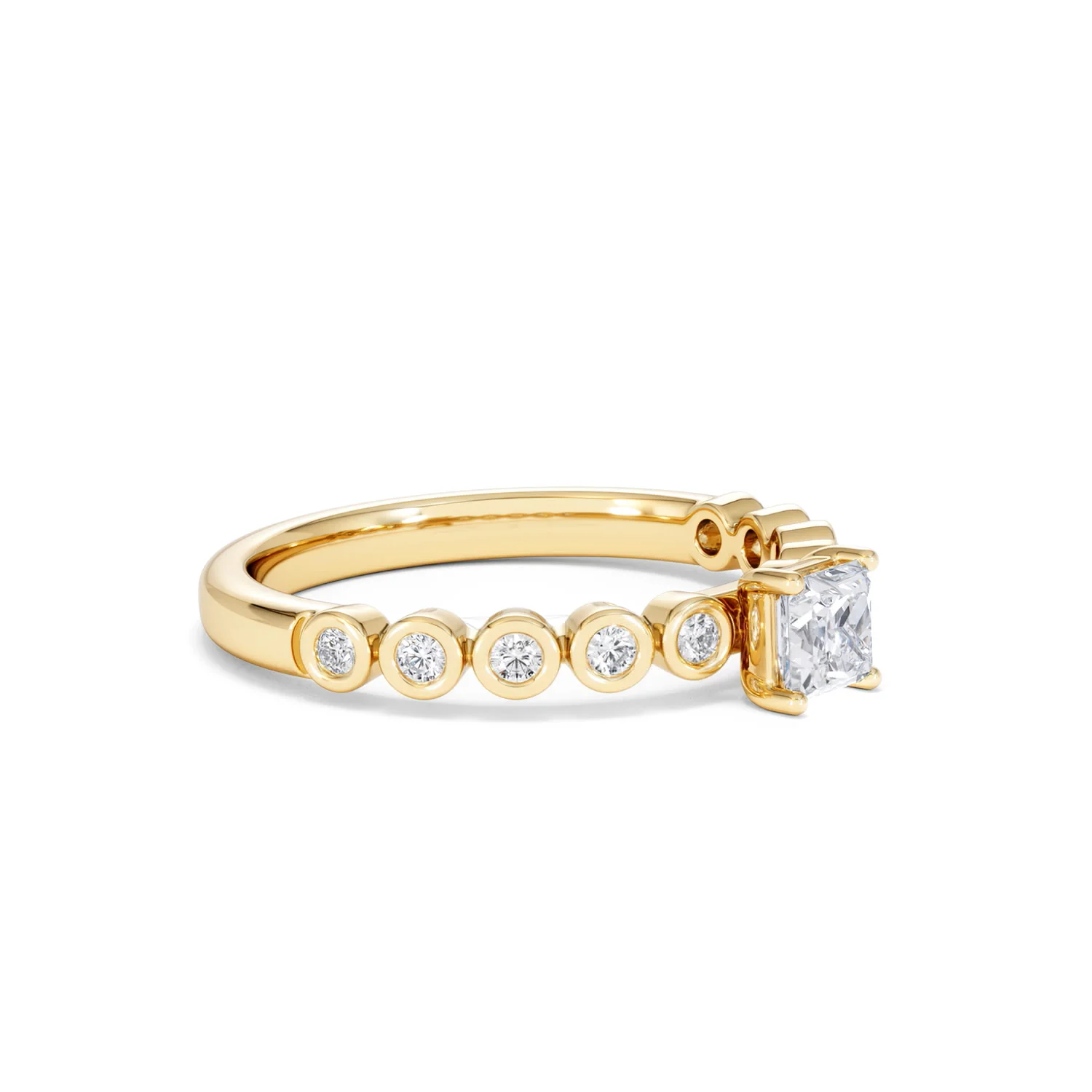 Entwine 0.30ct Princess Cut Lab Diamond Solitaire Engagement Ring with Side Stones in 18K Gold Vermeil - Image 18