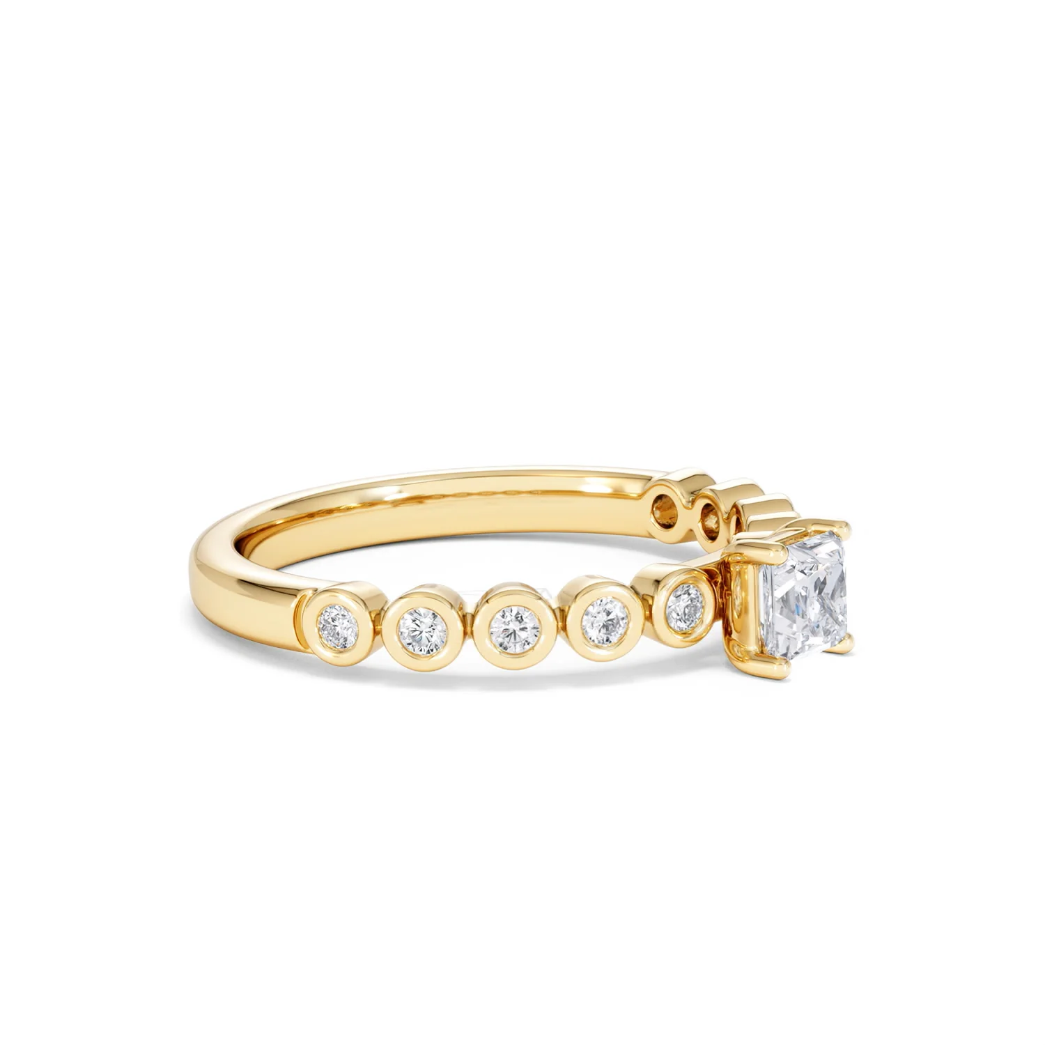 Entwine 0.30ct Princess Cut Lab Diamond Solitaire Engagement Ring with Side Stones in 18K Gold Vermeil - Image 19