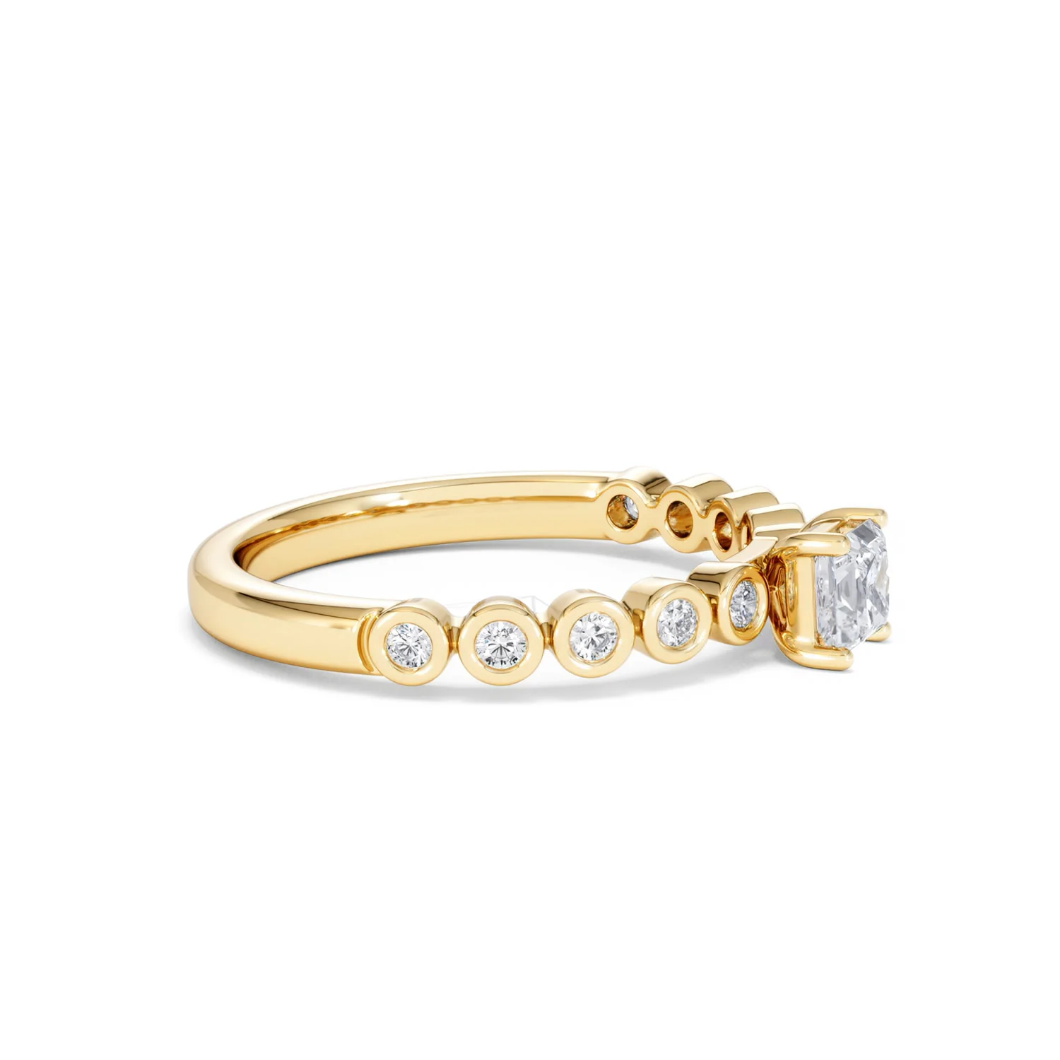 Entwine 0.30ct Princess Cut Lab Diamond Solitaire Engagement Ring with Side Stones in 18K Gold Vermeil - Image 22