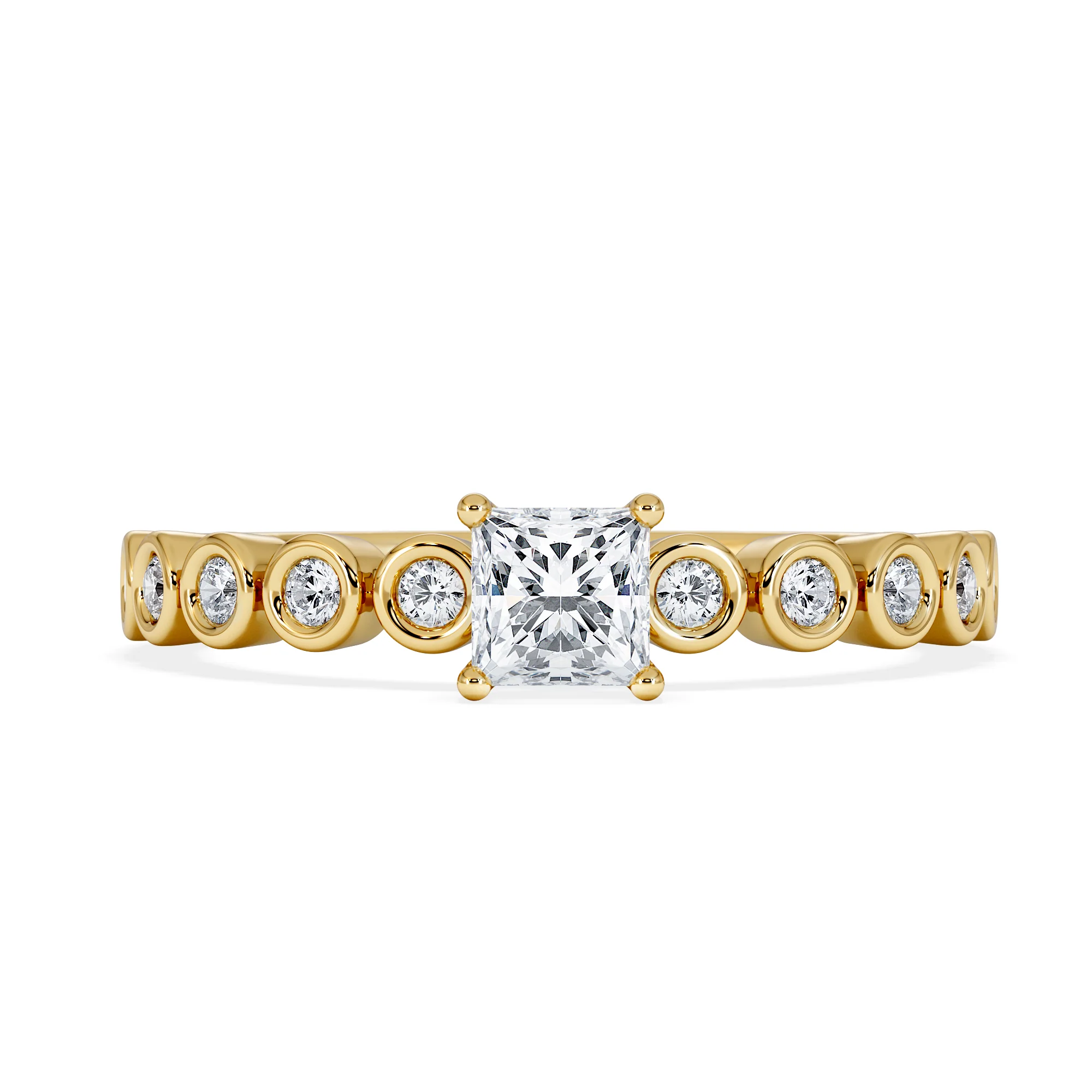 Entwine 0.30ct Princess Cut Lab Diamond Solitaire Engagement Ring with Side Stones in 18K Gold Vermeil - Image 6