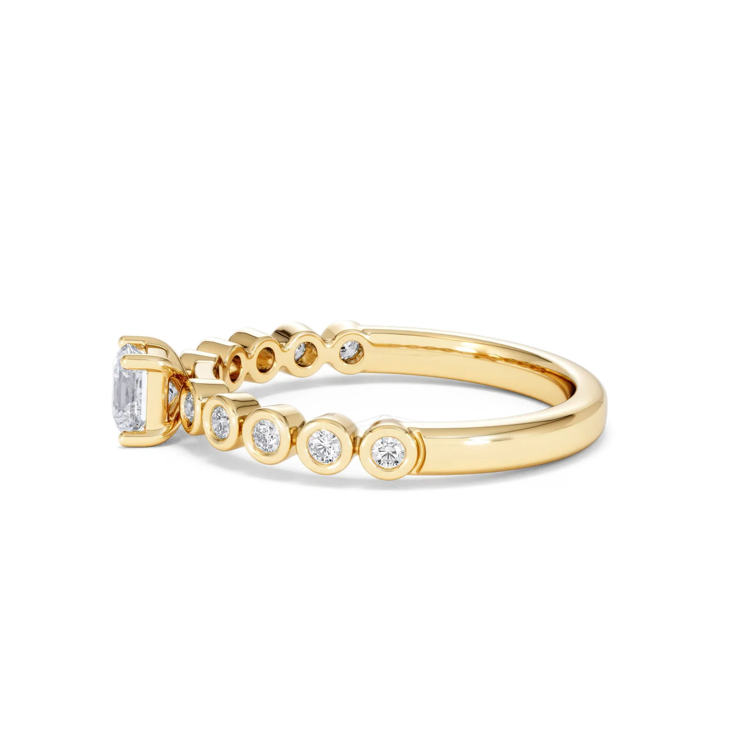 Entwine 0.30ct Princess Cut Lab Diamond Solitaire Engagement Ring with Side Stones in 18K Gold Vermeil - Image 68