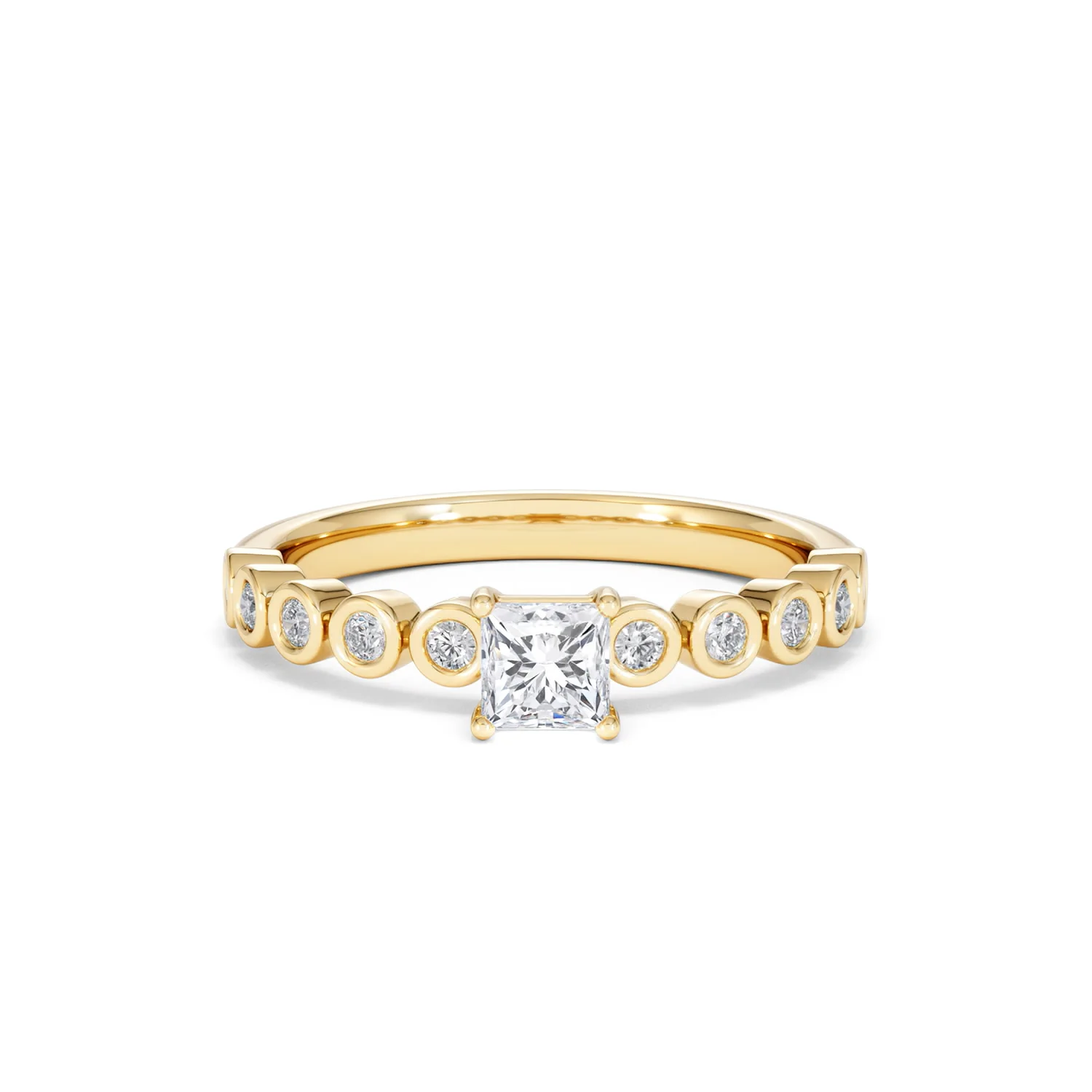 Entwine 0.30ct Princess Cut Lab Diamond Solitaire Engagement Ring with Side Stones in 18K Gold Vermeil - Image 7