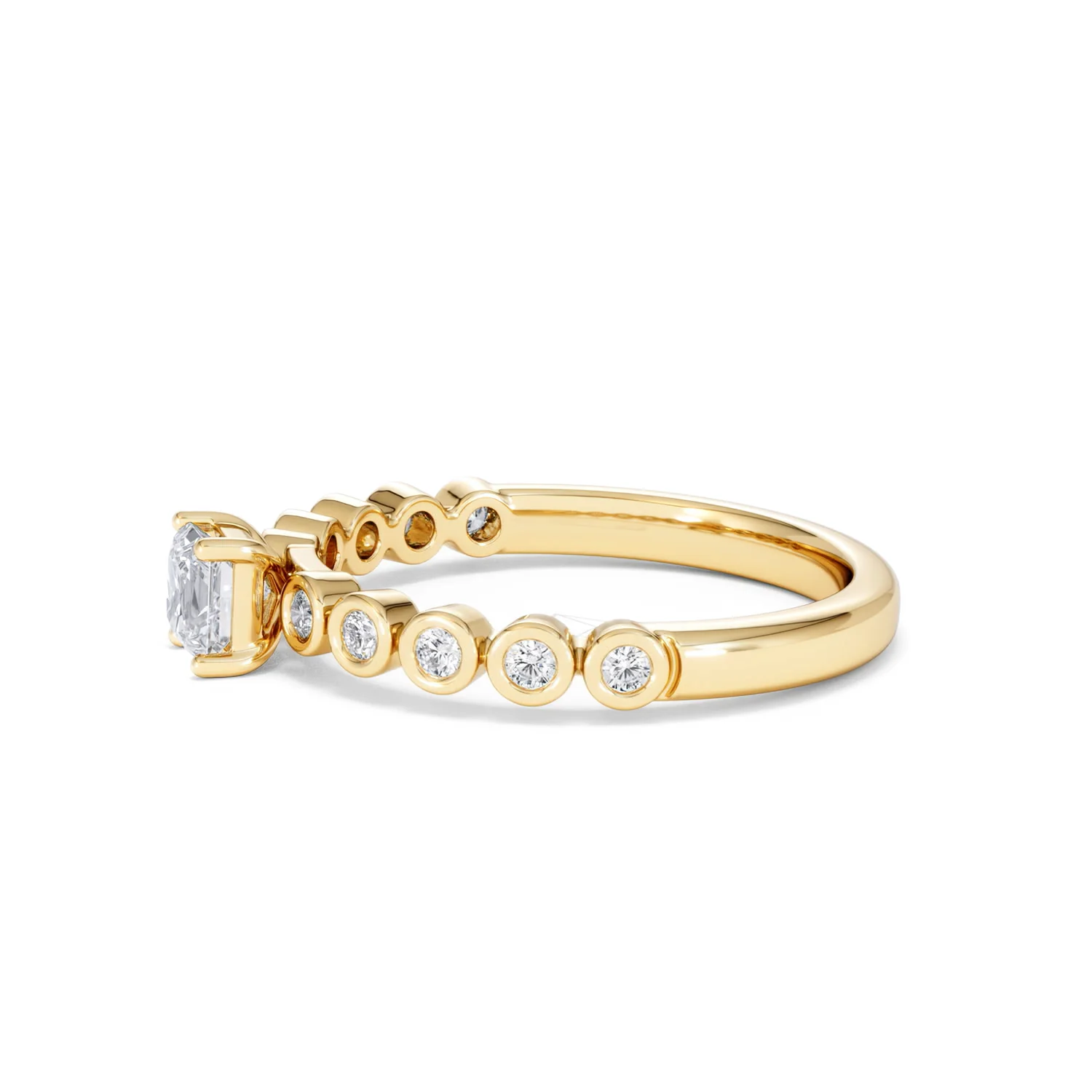 Entwine 0.30ct Princess Cut Lab Diamond Solitaire Engagement Ring with Side Stones in 18K Gold Vermeil - Image 70