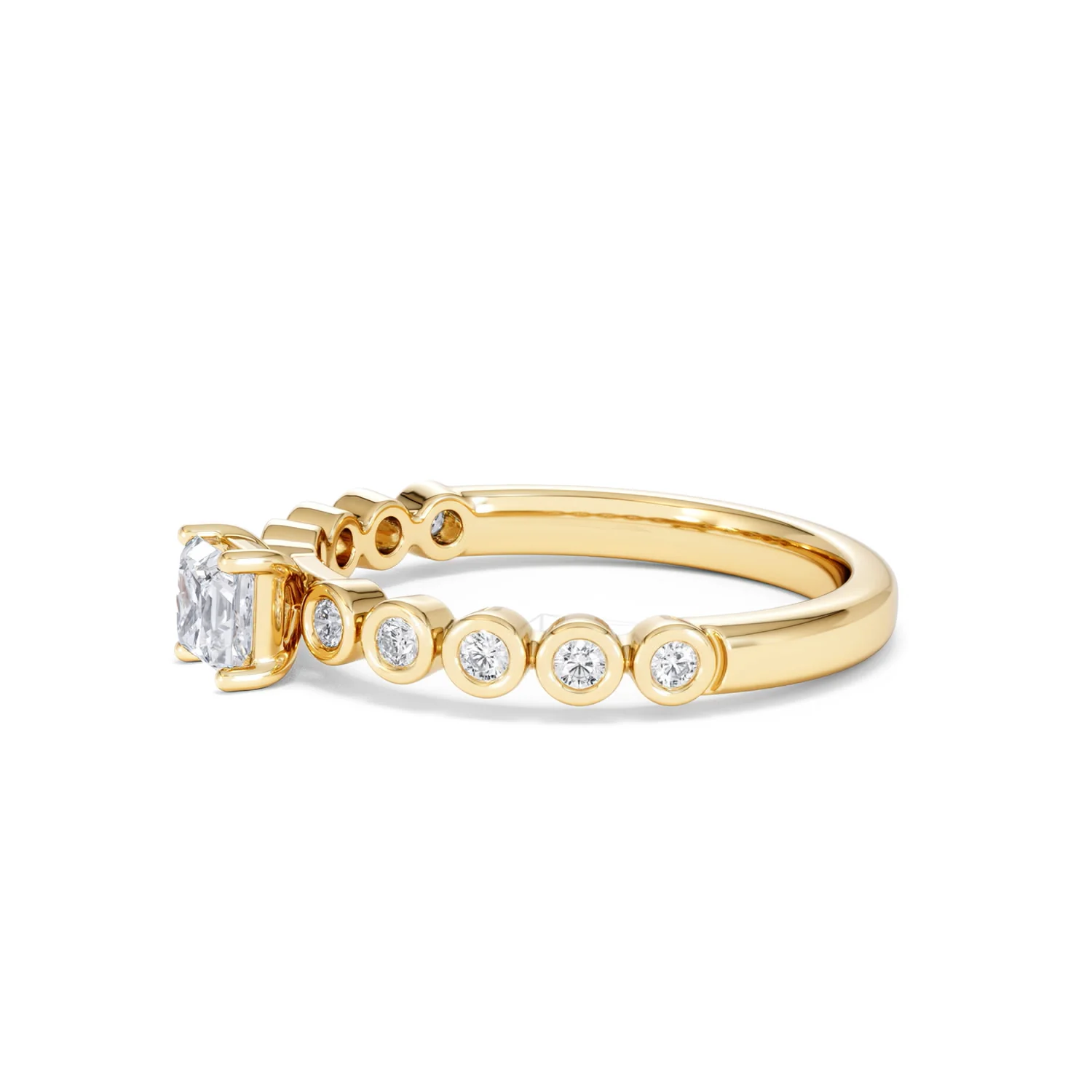 Entwine 0.30ct Princess Cut Lab Diamond Solitaire Engagement Ring with Side Stones in 18K Gold Vermeil - Image 72