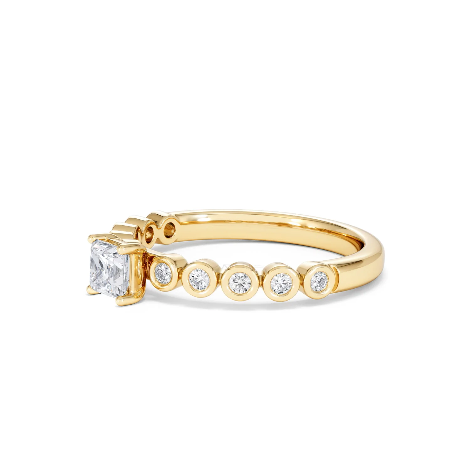 Entwine 0.30ct Princess Cut Lab Diamond Solitaire Engagement Ring with Side Stones in 18K Gold Vermeil - Image 75