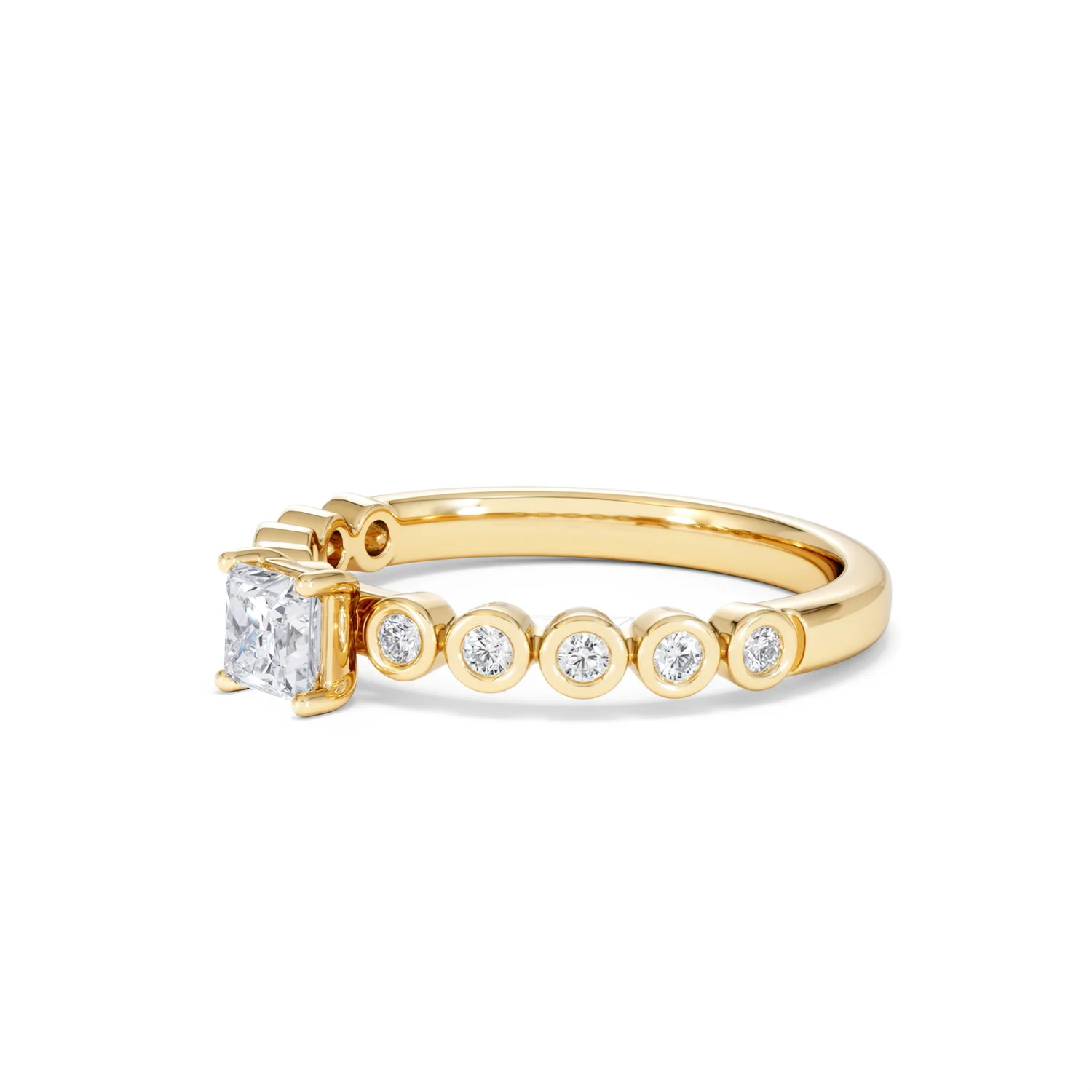 Entwine 0.30ct Princess Cut Lab Diamond Solitaire Engagement Ring with Side Stones in 18K Gold Vermeil - Image 76