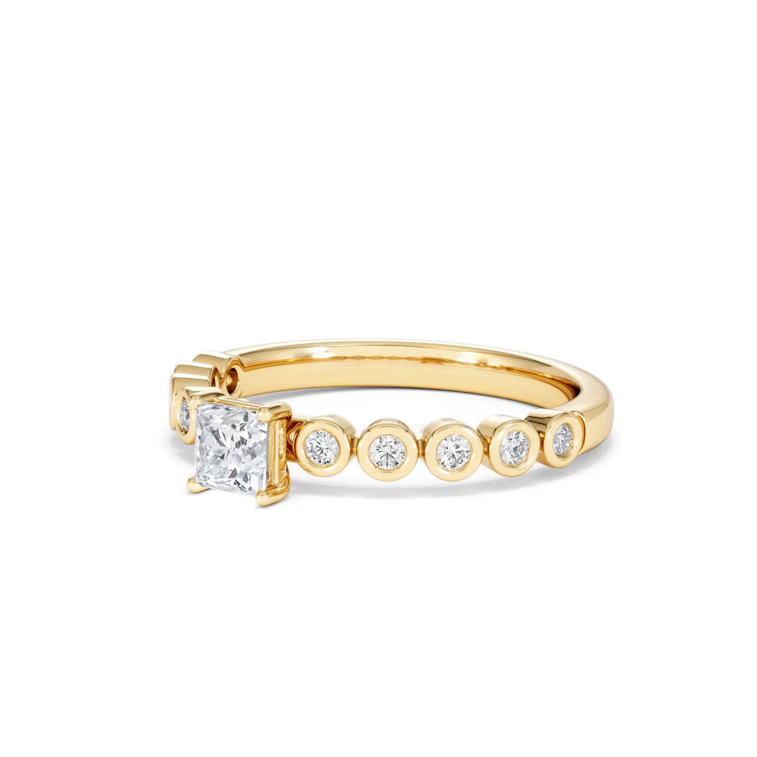 Entwine 0.30ct Princess Cut Lab Diamond Solitaire Engagement Ring with Side Stones in 18K Gold Vermeil - Image 79